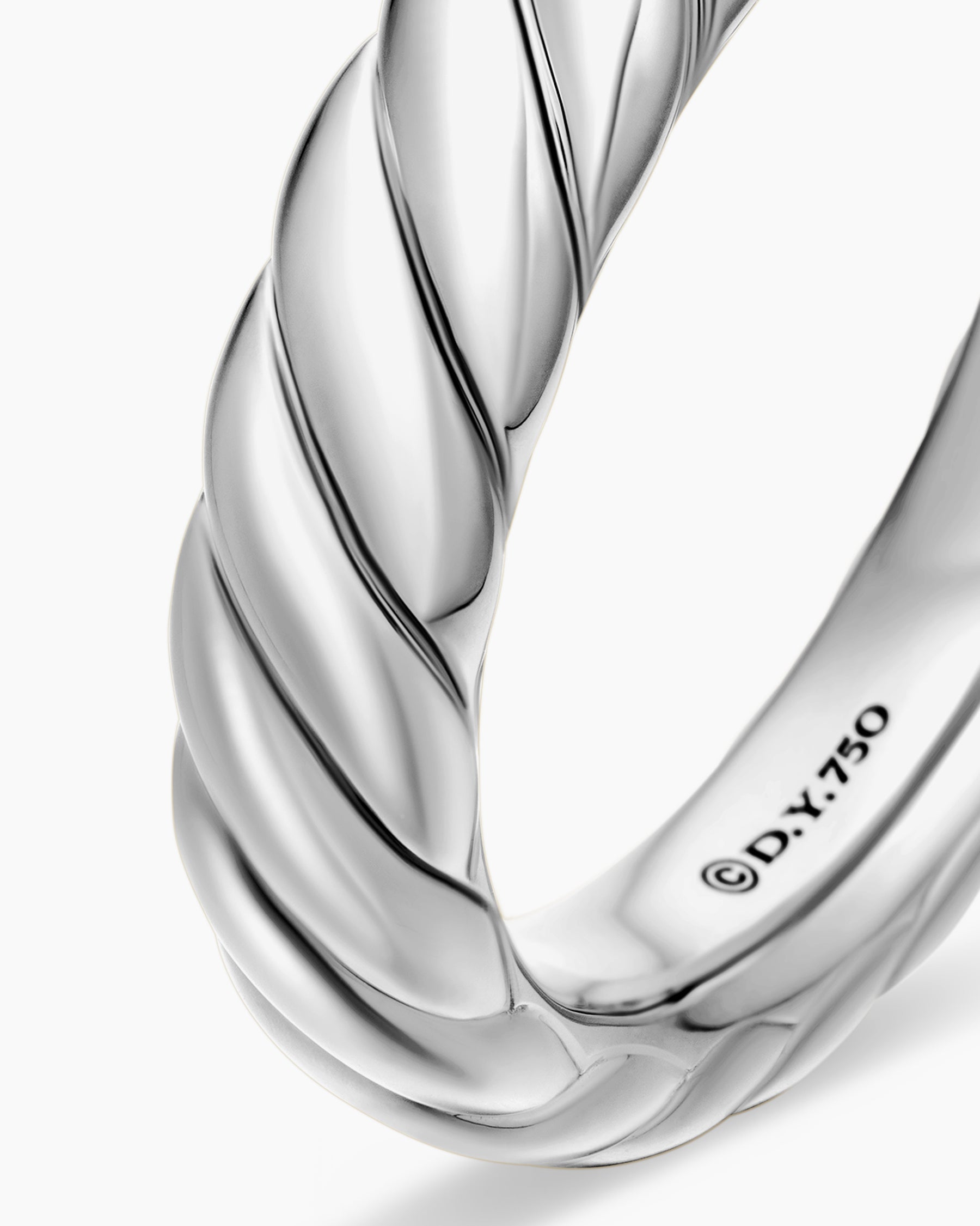 Sculpted Cable Band Ring in 18K White Gold, 4.6mm - Image 6