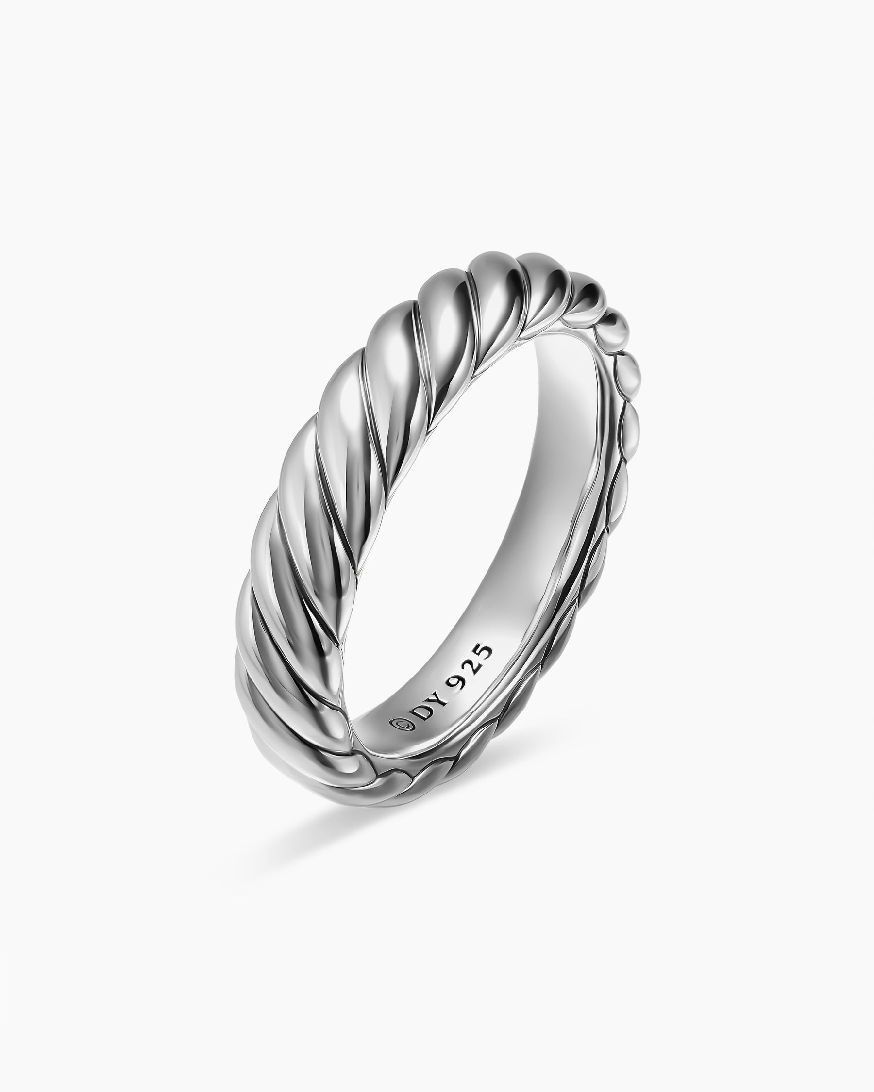 Alternative view of Sculpted Cable Band Ring in Sterling Silver, 4.6mm
