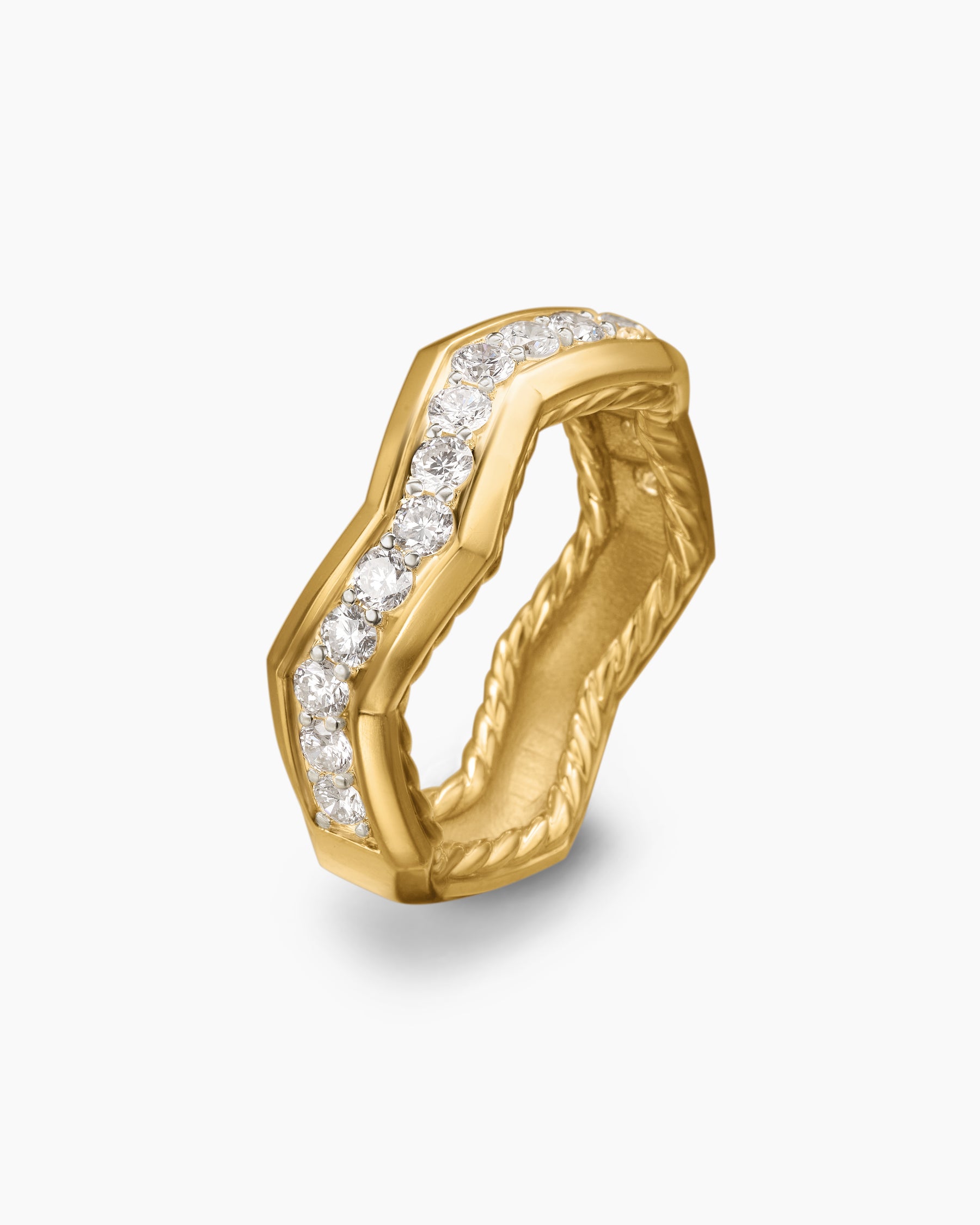 Zig Zag Stax Ring in 18K Yellow Gold with Diamonds, 5mm - Image 3