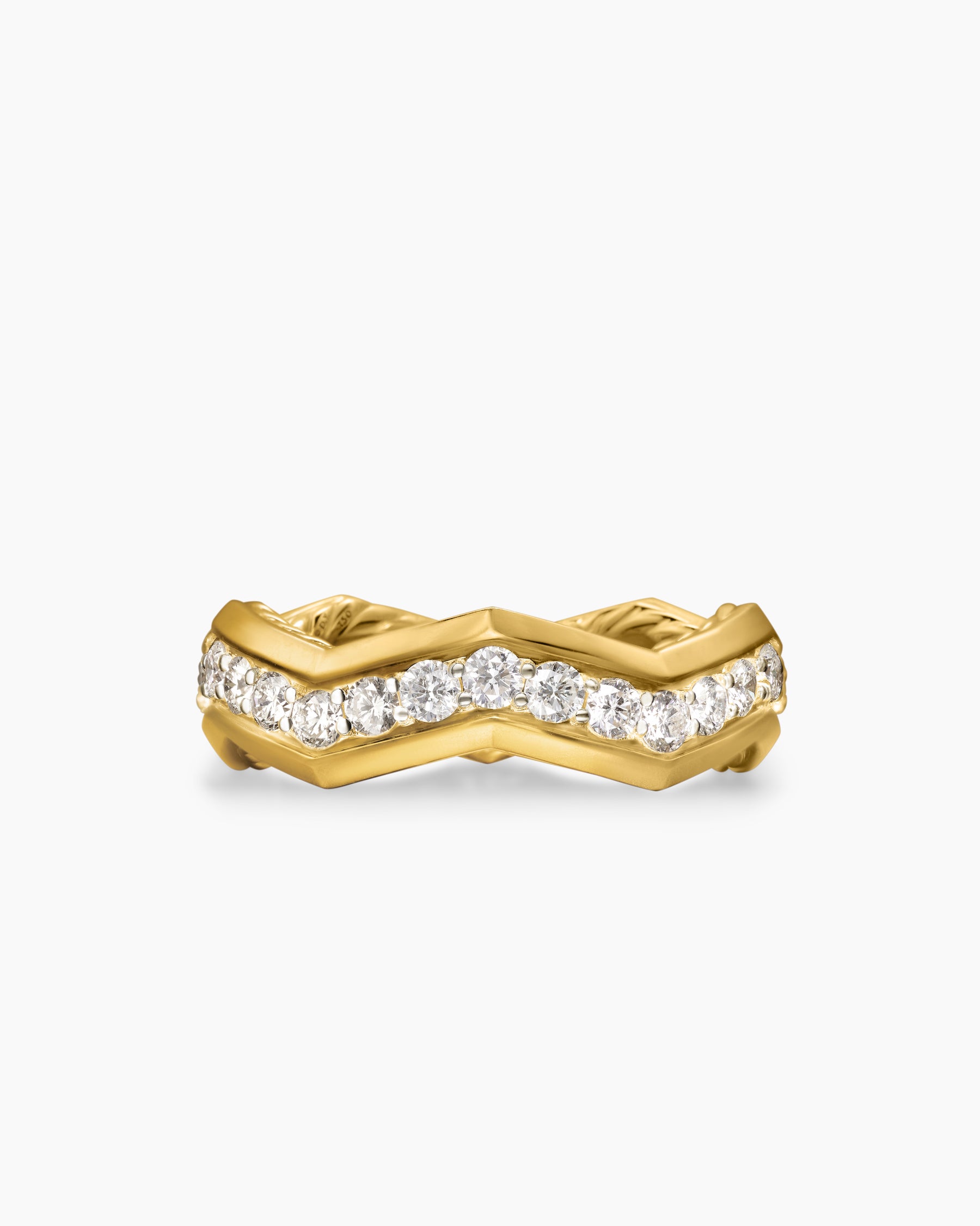 Zig Zag Stax Ring in 18K Yellow Gold with Diamonds, 5mm