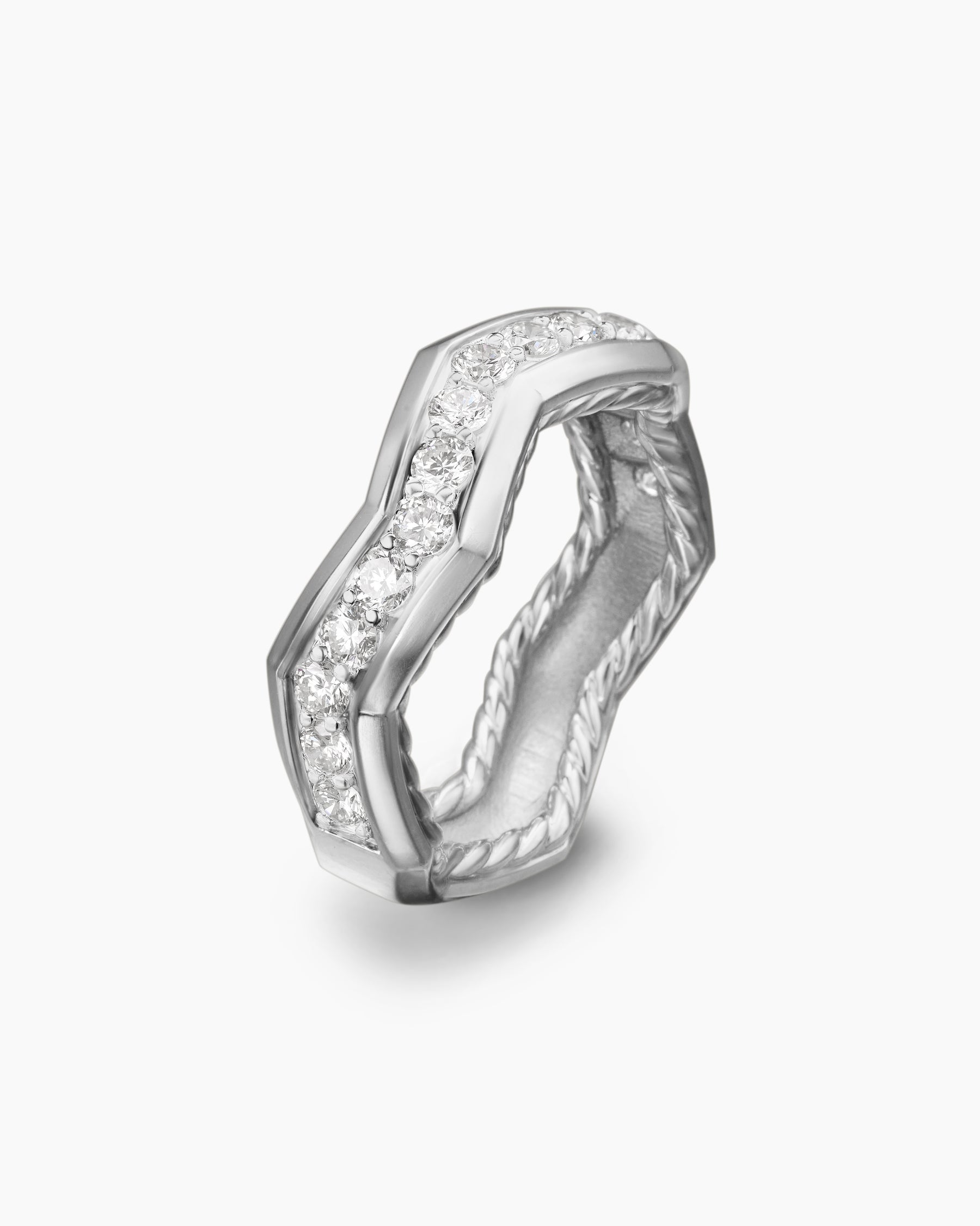 Zig Zag Stax Ring in Sterling Silver with Diamonds, 5mm - Image 3