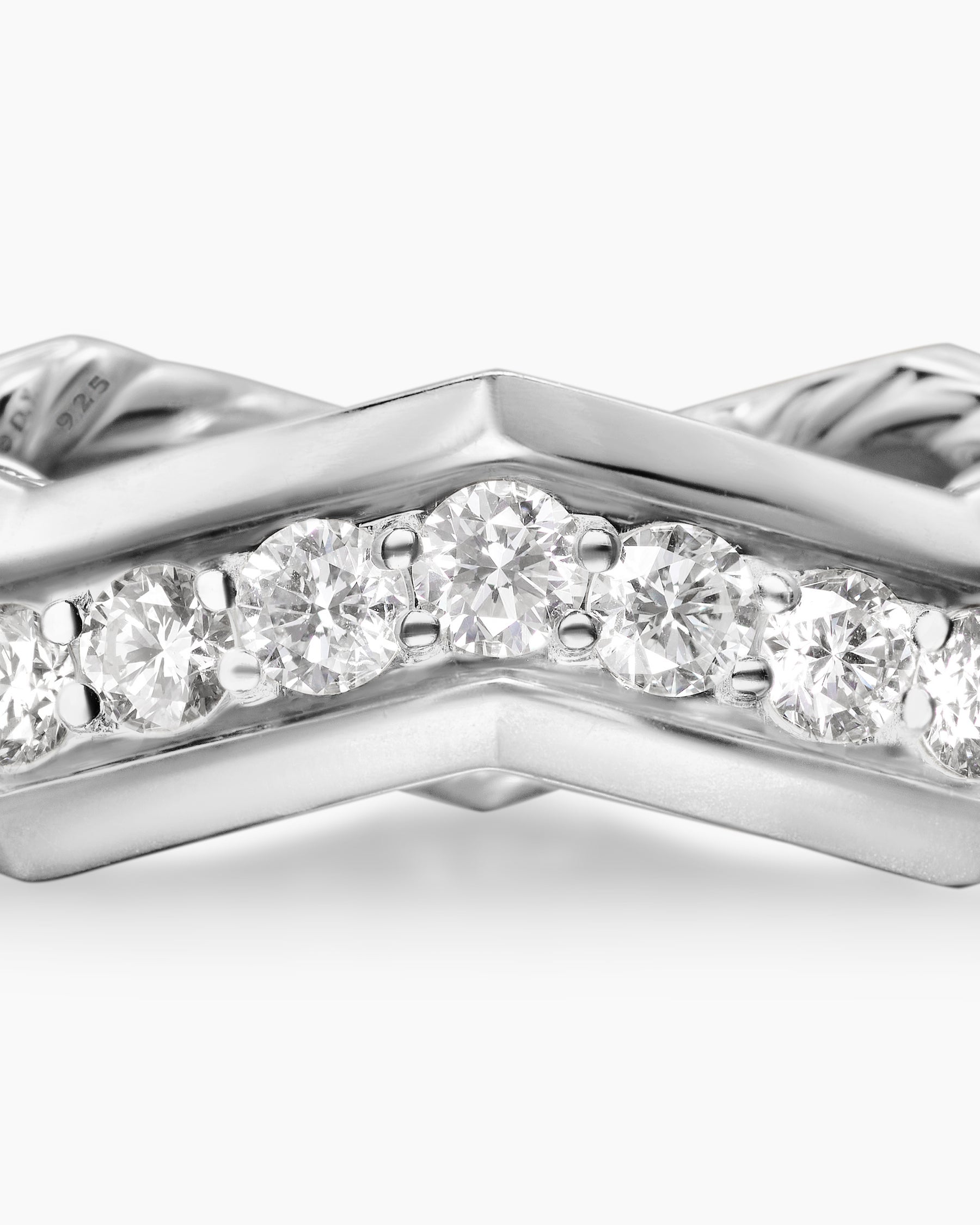 Zig Zag Stax Ring in Sterling Silver with Diamonds, 5mm - Image 5