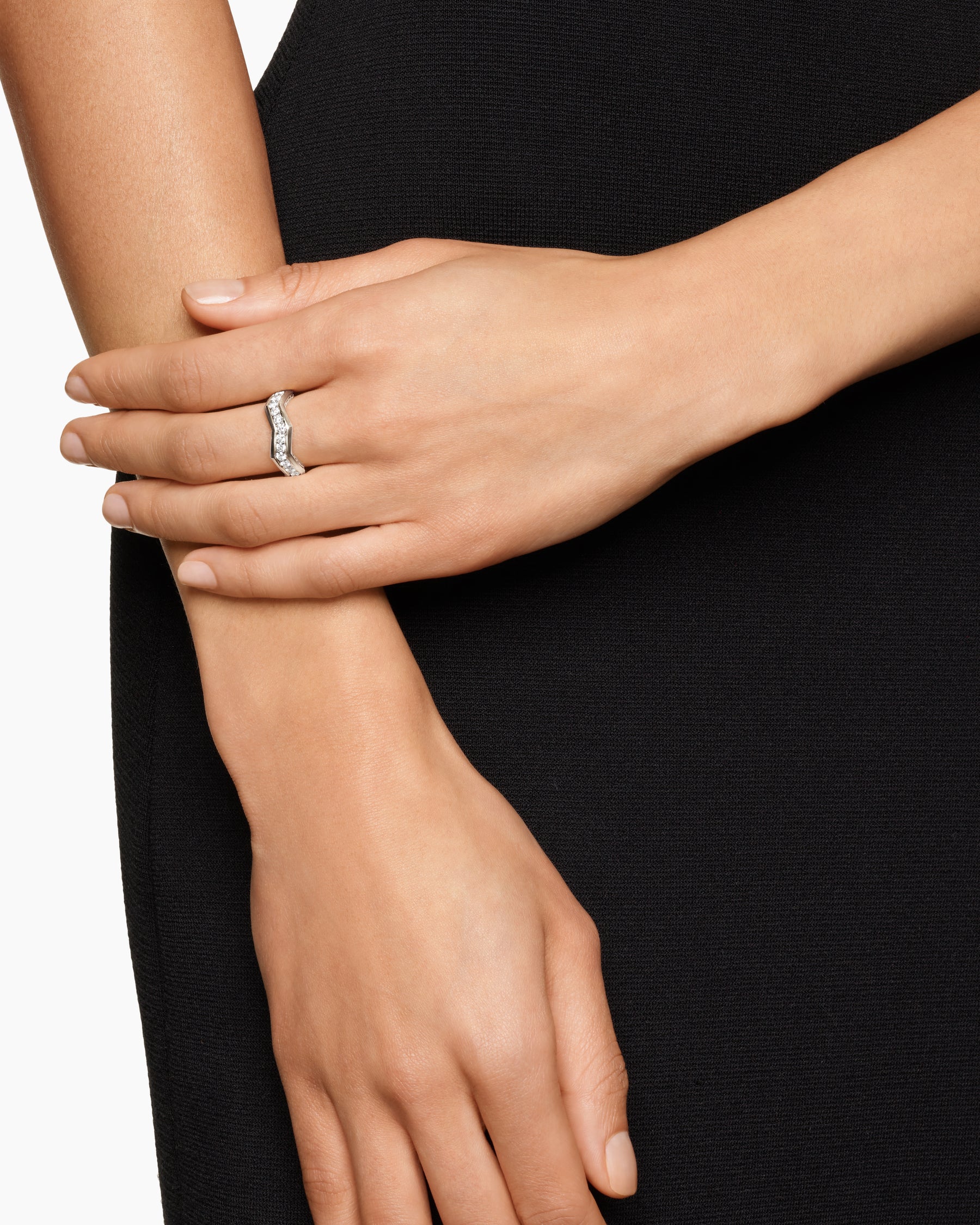 Alternative view of Zig Zag Stax Ring in Sterling Silver with Diamonds, 5mm