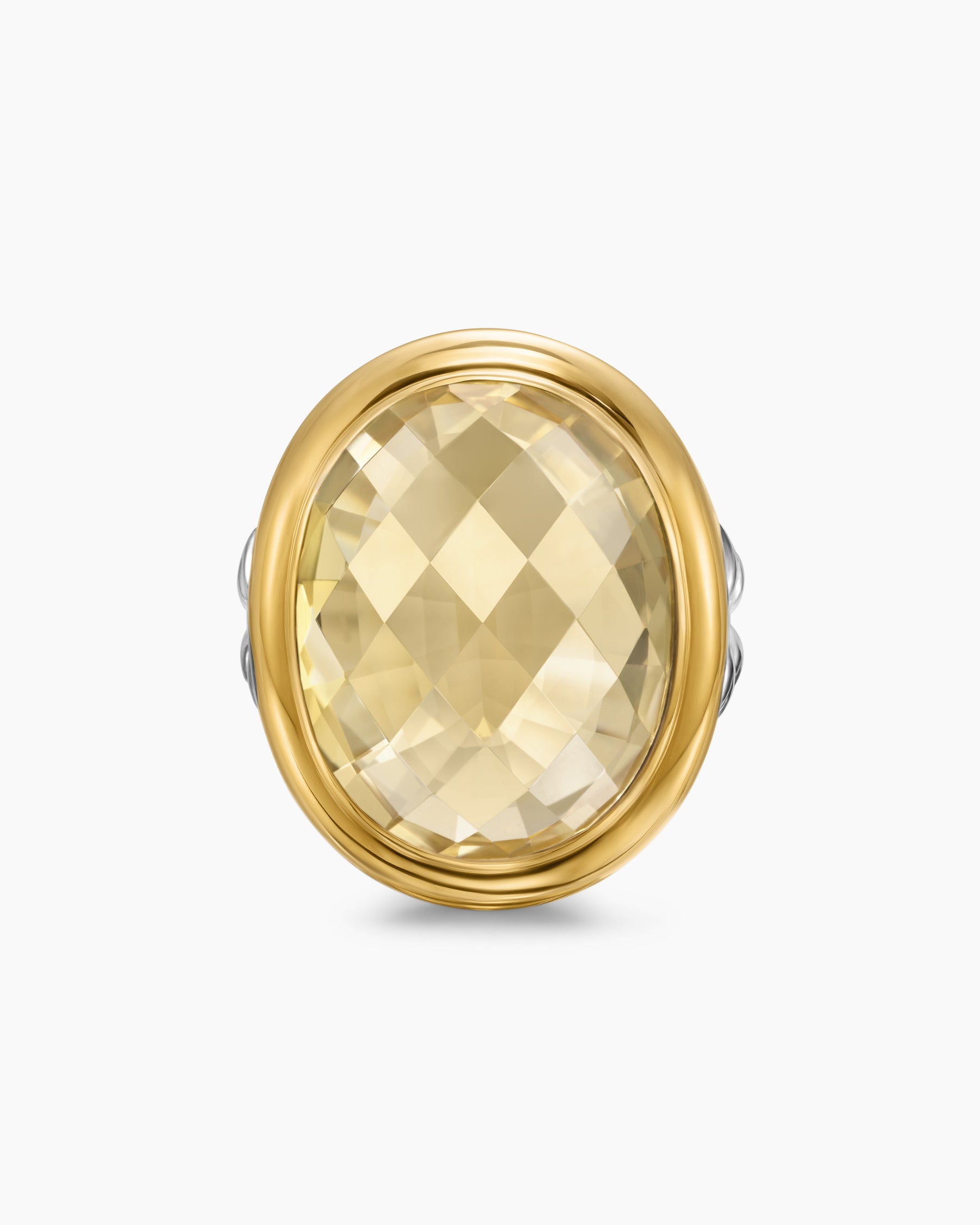 Albion Oval Ring in Sterling Silver with 18K Yellow Gold and Champagne Citrine, 21mm - Image 4