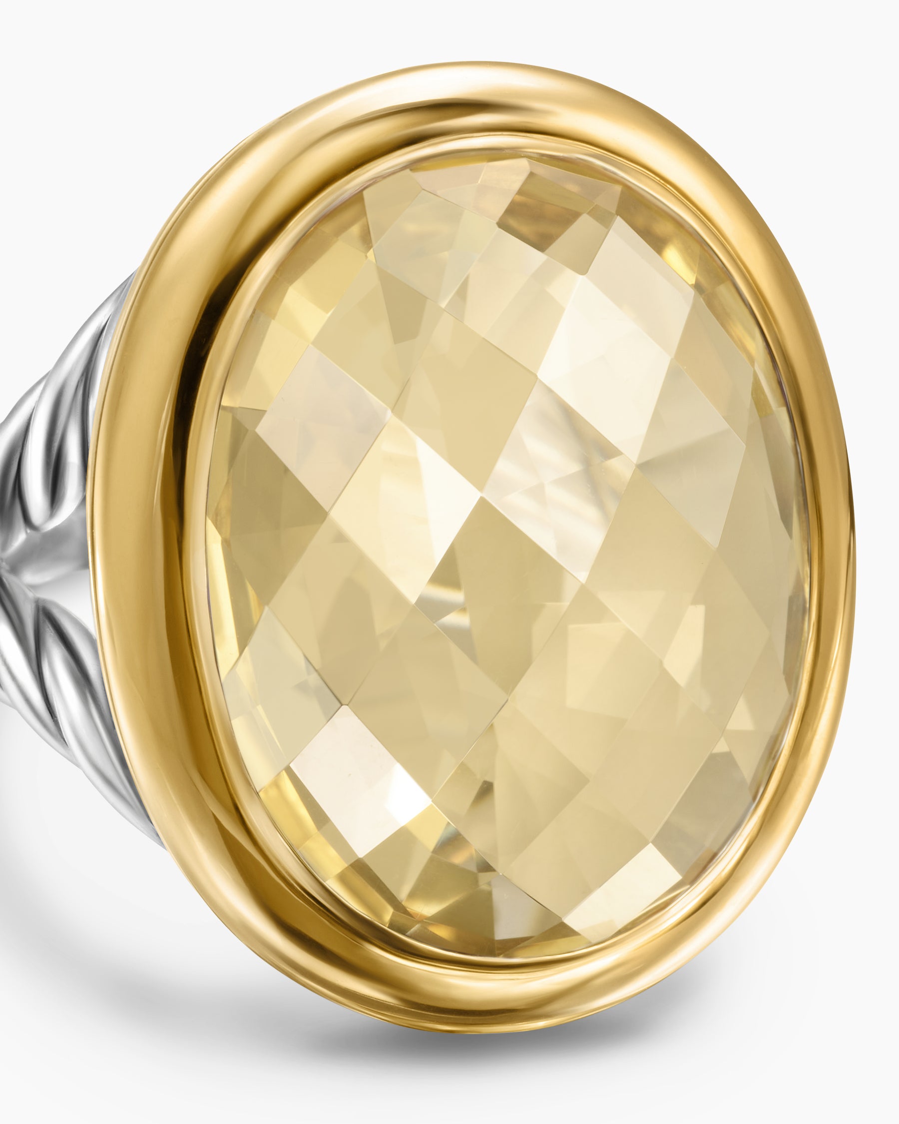 Albion Oval Ring in Sterling Silver with 18K Yellow Gold and Champagne Citrine, 21mm - Image 5