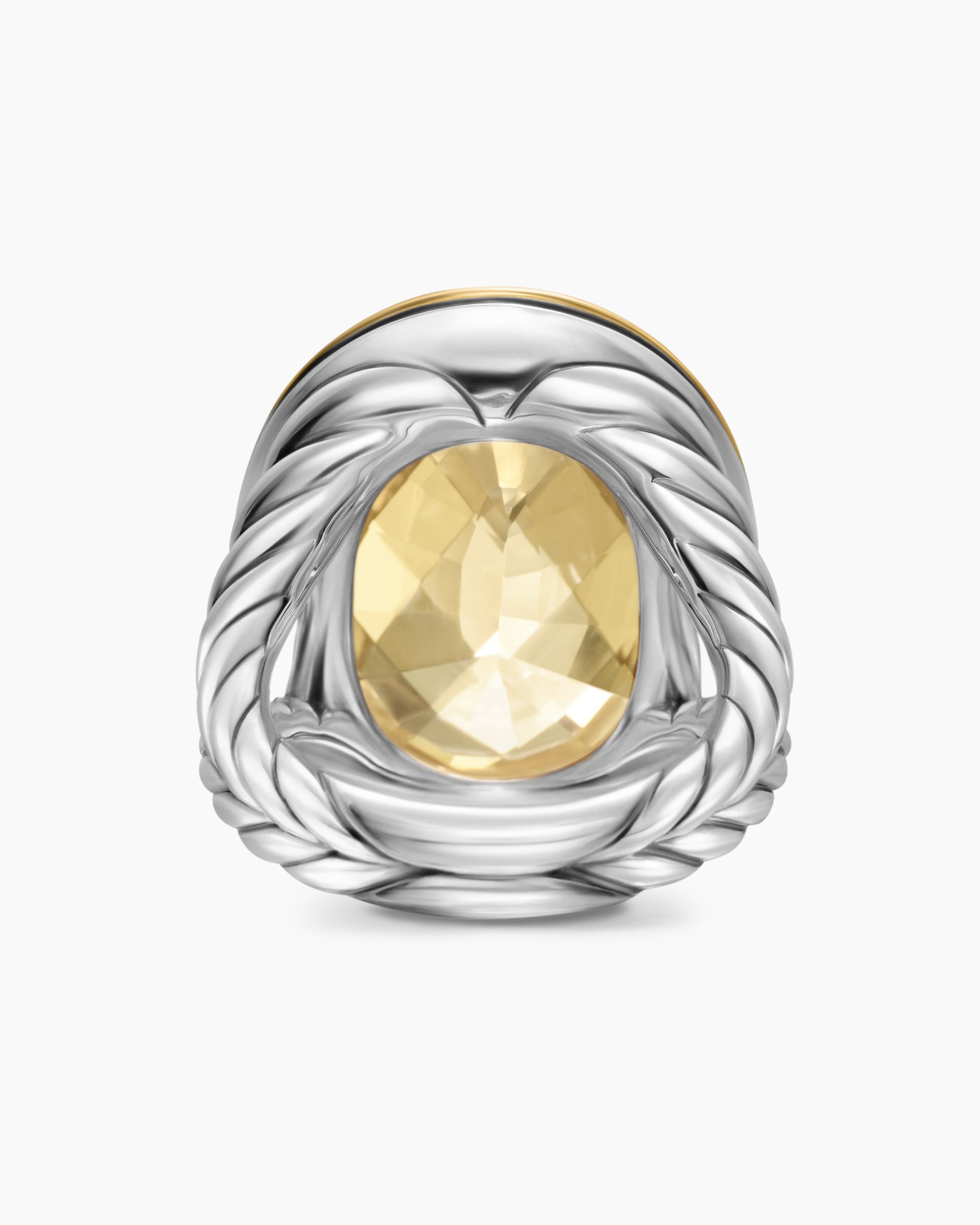 Albion Oval Ring in Sterling Silver with 18K Yellow Gold and Champagne Citrine, 21mm - Image 6