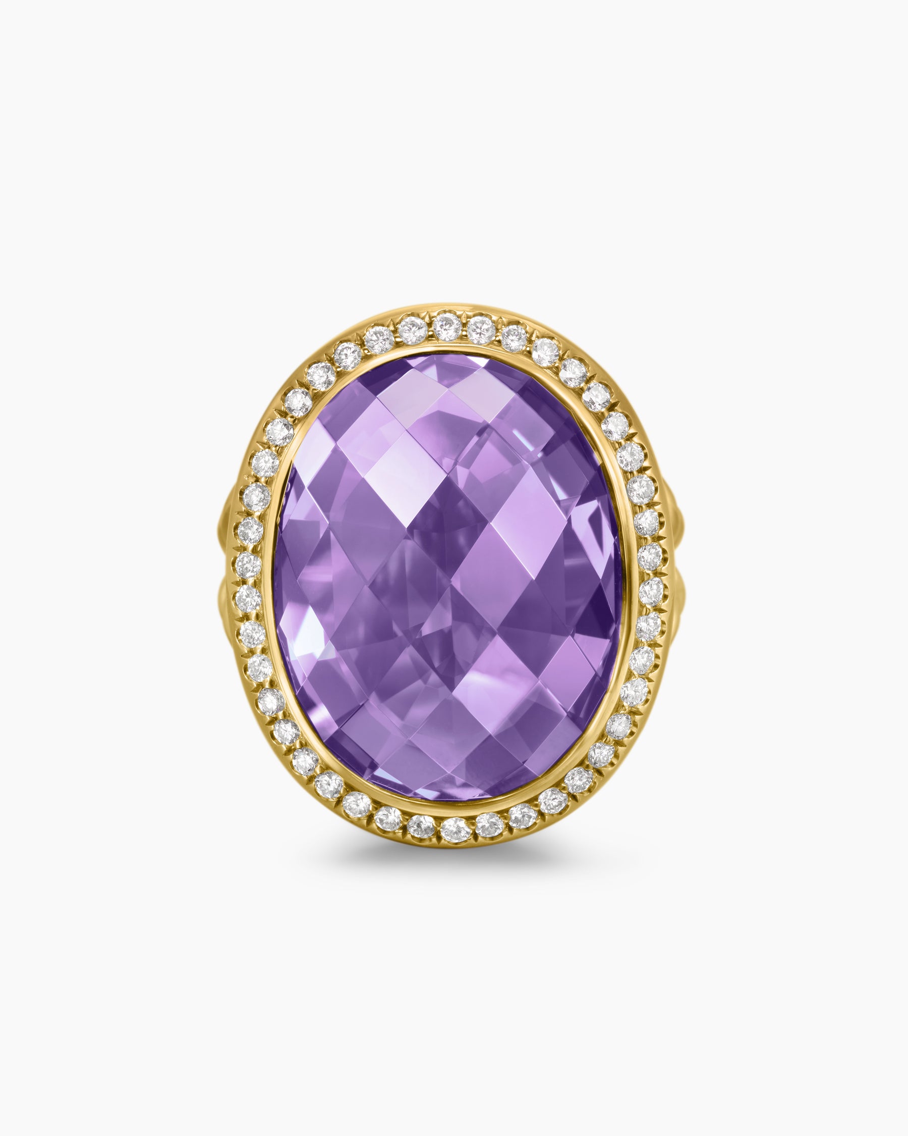 Albion Oval Ring in 18K Yellow Gold with Amethyst and Diamonds, 21mm - Image 4