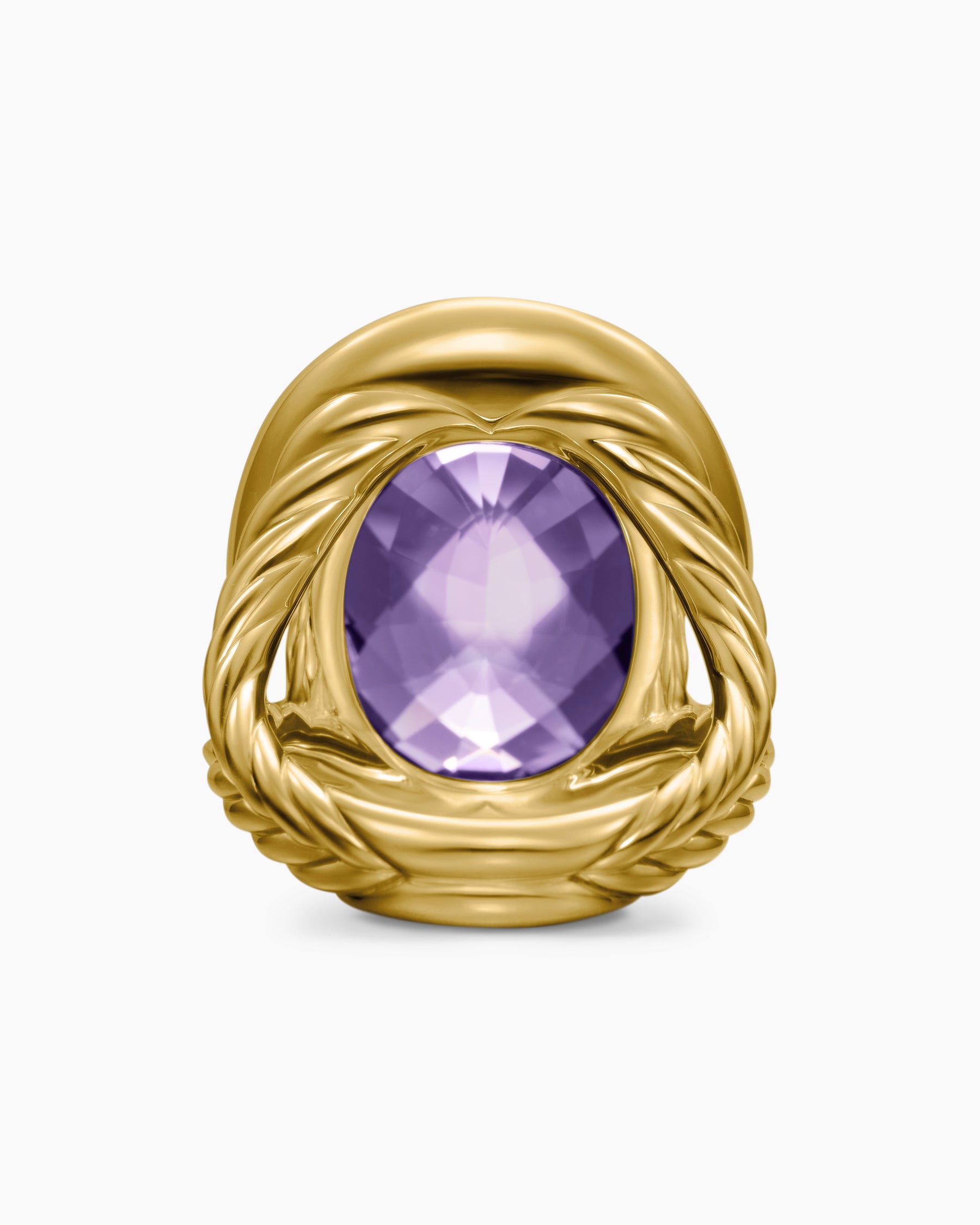 Albion Oval Ring in 18K Yellow Gold with Amethyst and Diamonds, 21mm - Image 6