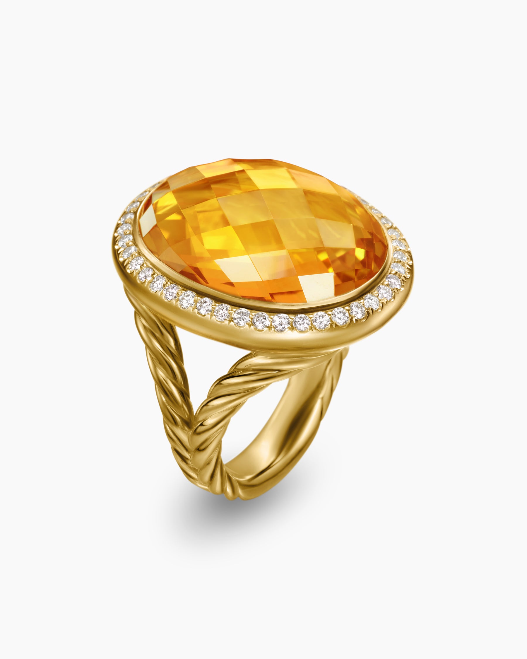 Albion Oval Ring in 18K Yellow Gold with Citrine and Diamonds, 21mm - Image 3