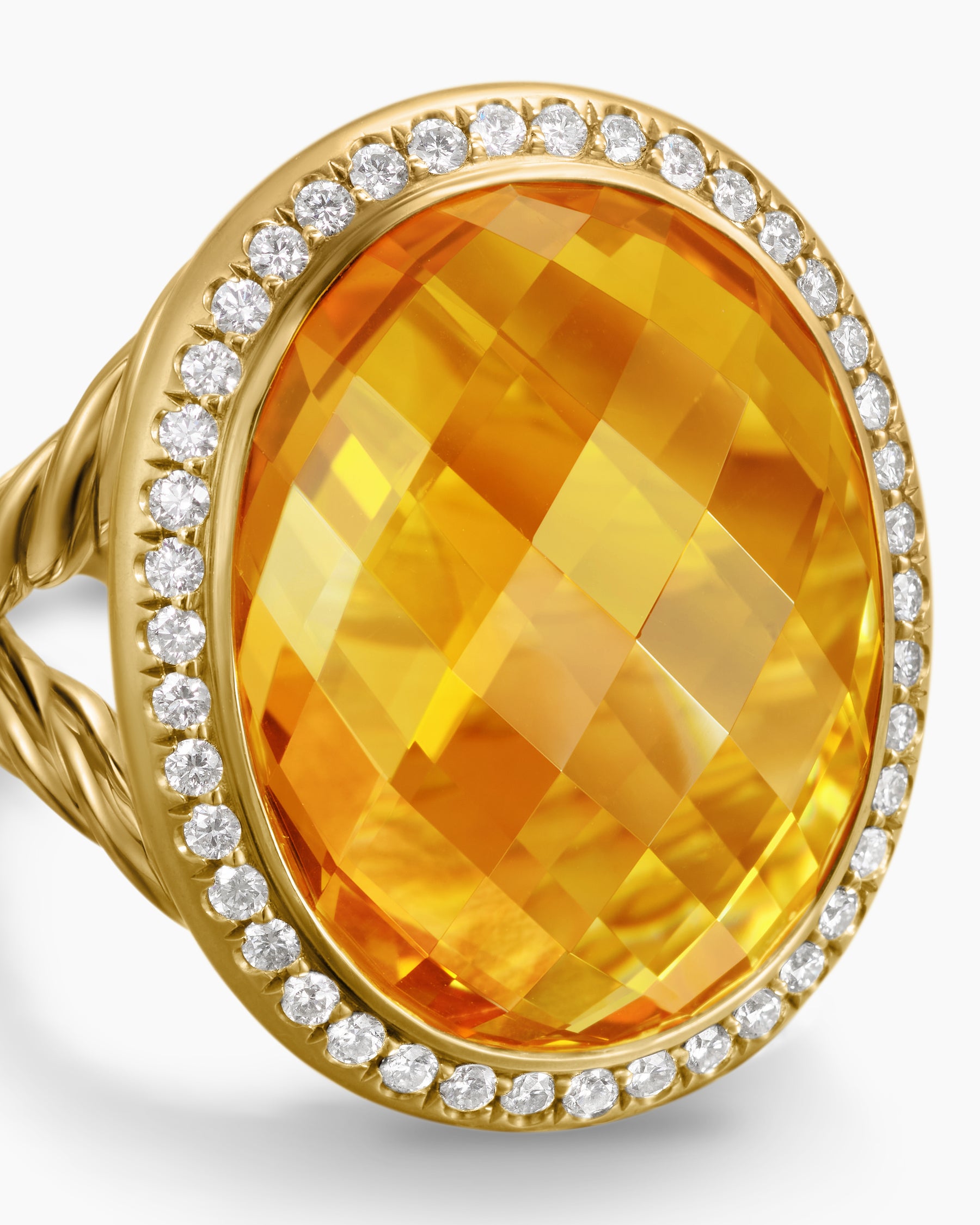 Albion Oval Ring in 18K Yellow Gold with Citrine and Diamonds, 21mm - Image 5