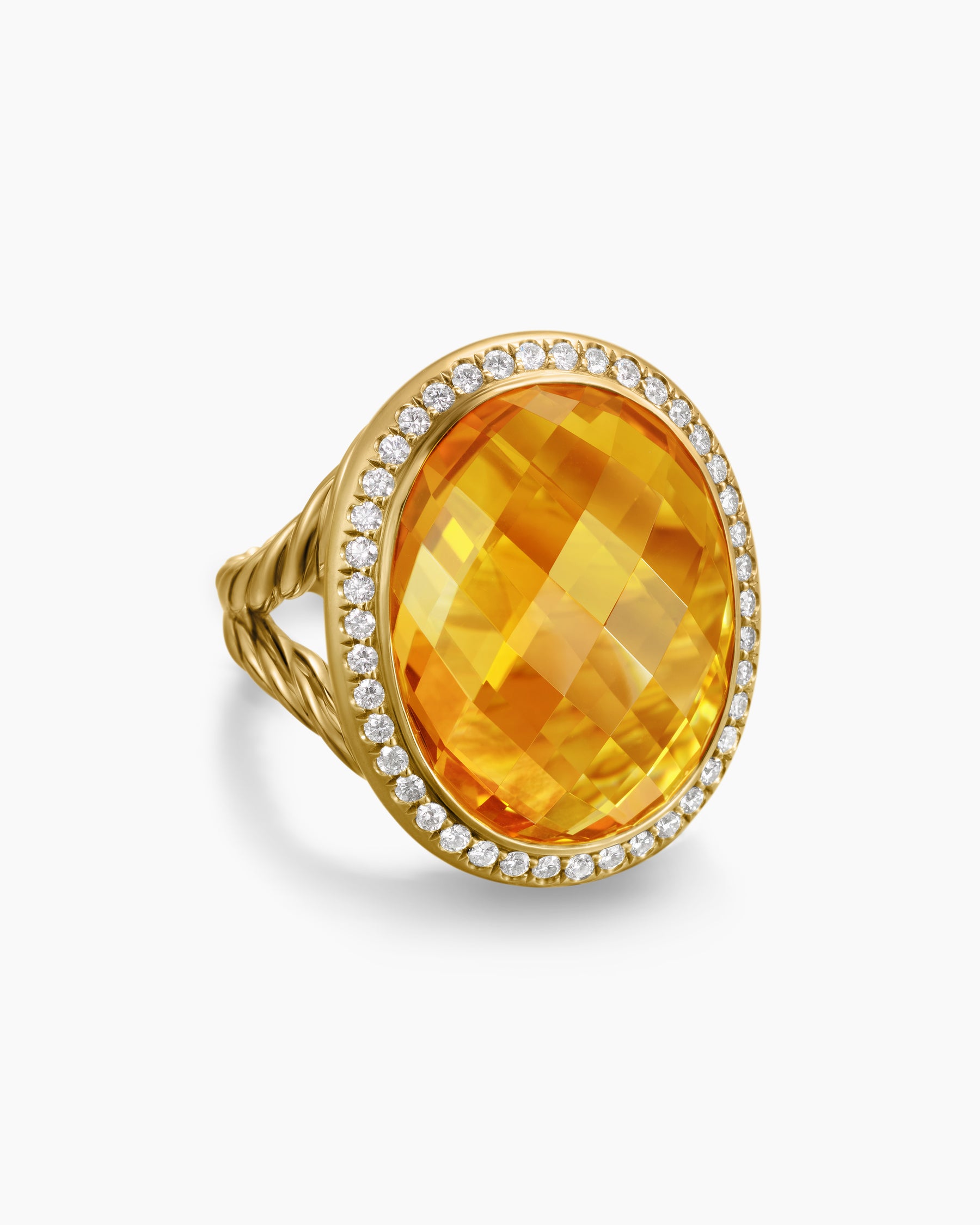 Albion Oval Ring in 18K Yellow Gold with Citrine and Diamonds, 21mm