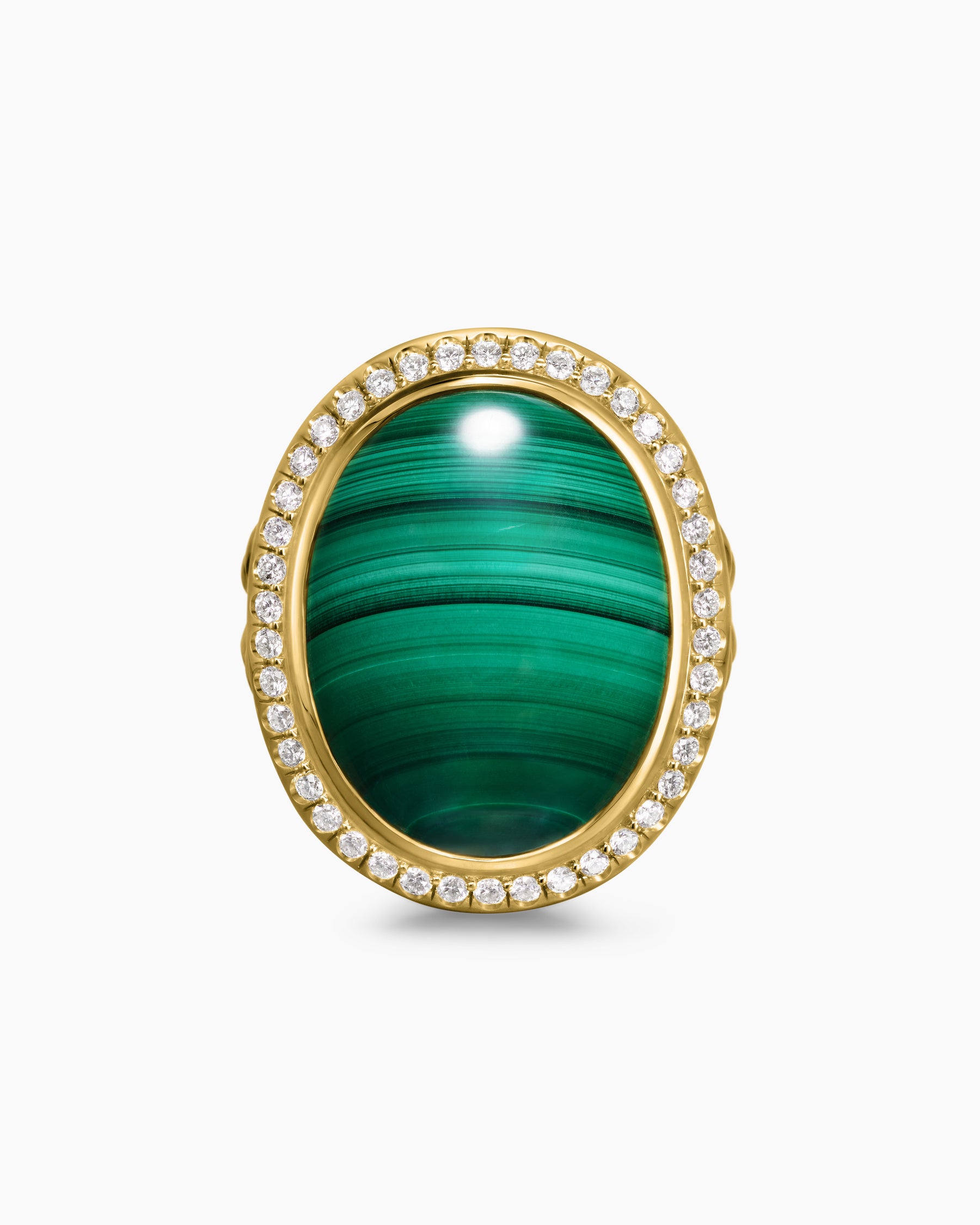 Albion Oval Ring in 18K Yellow Gold with Malachite and Diamonds, 21mm - Image 4