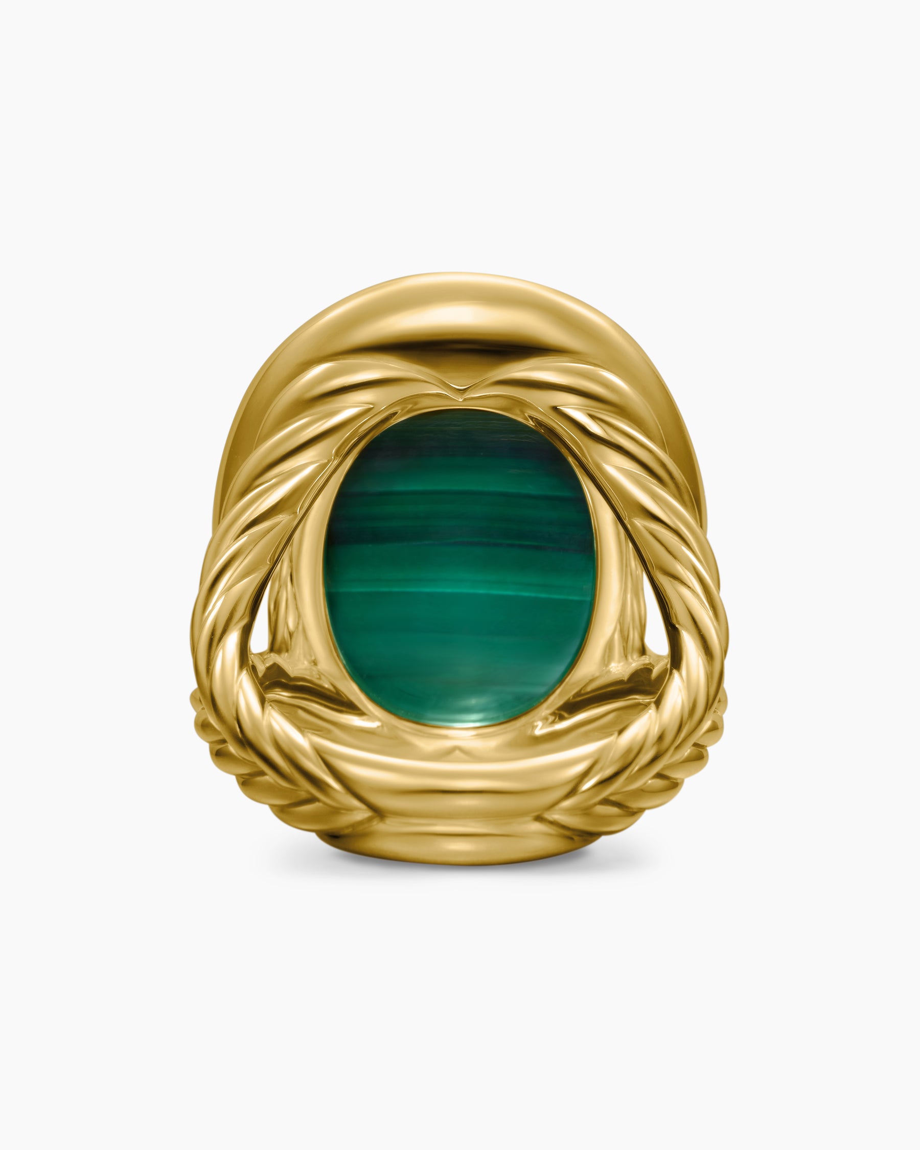 Albion Oval Ring in 18K Yellow Gold with Malachite and Diamonds, 21mm - Image 6