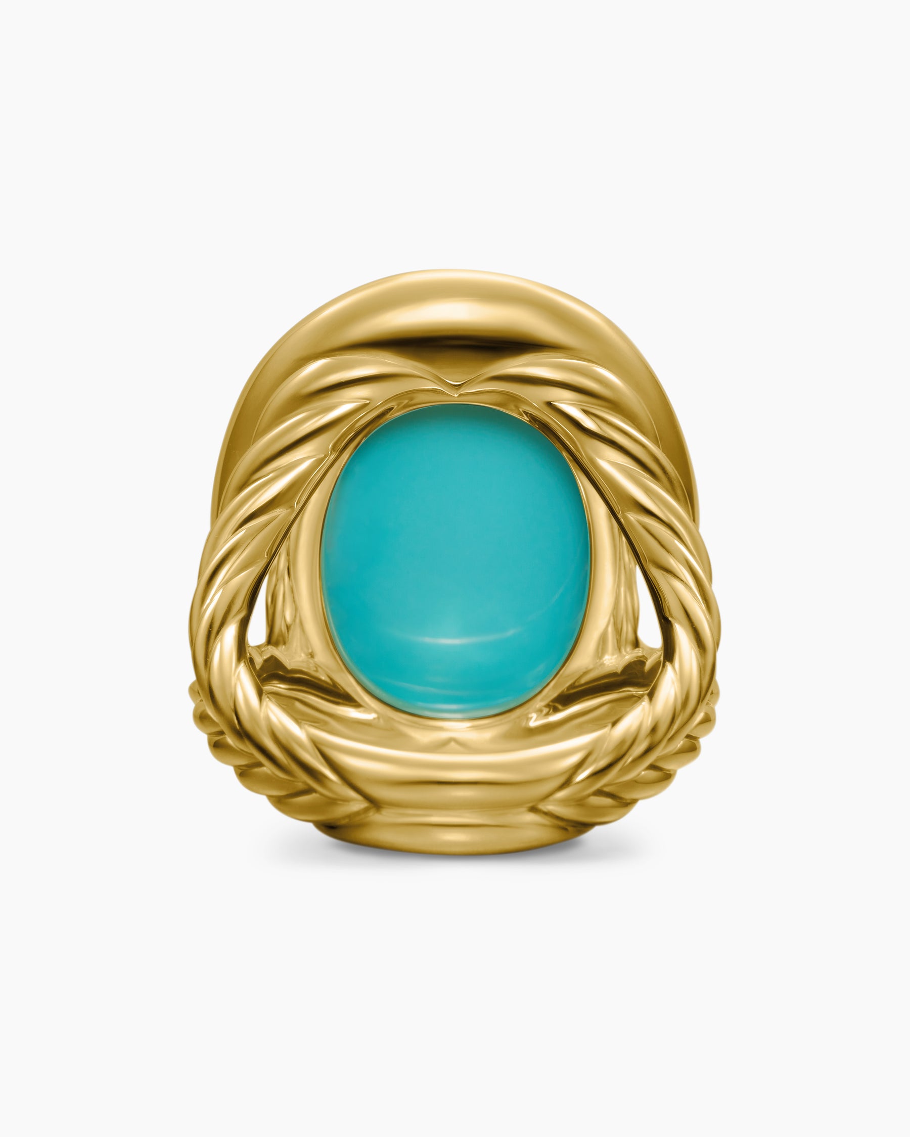 Albion Oval Ring in 18K Yellow Gold with Turquoise and Diamonds, 21mm - Image 6