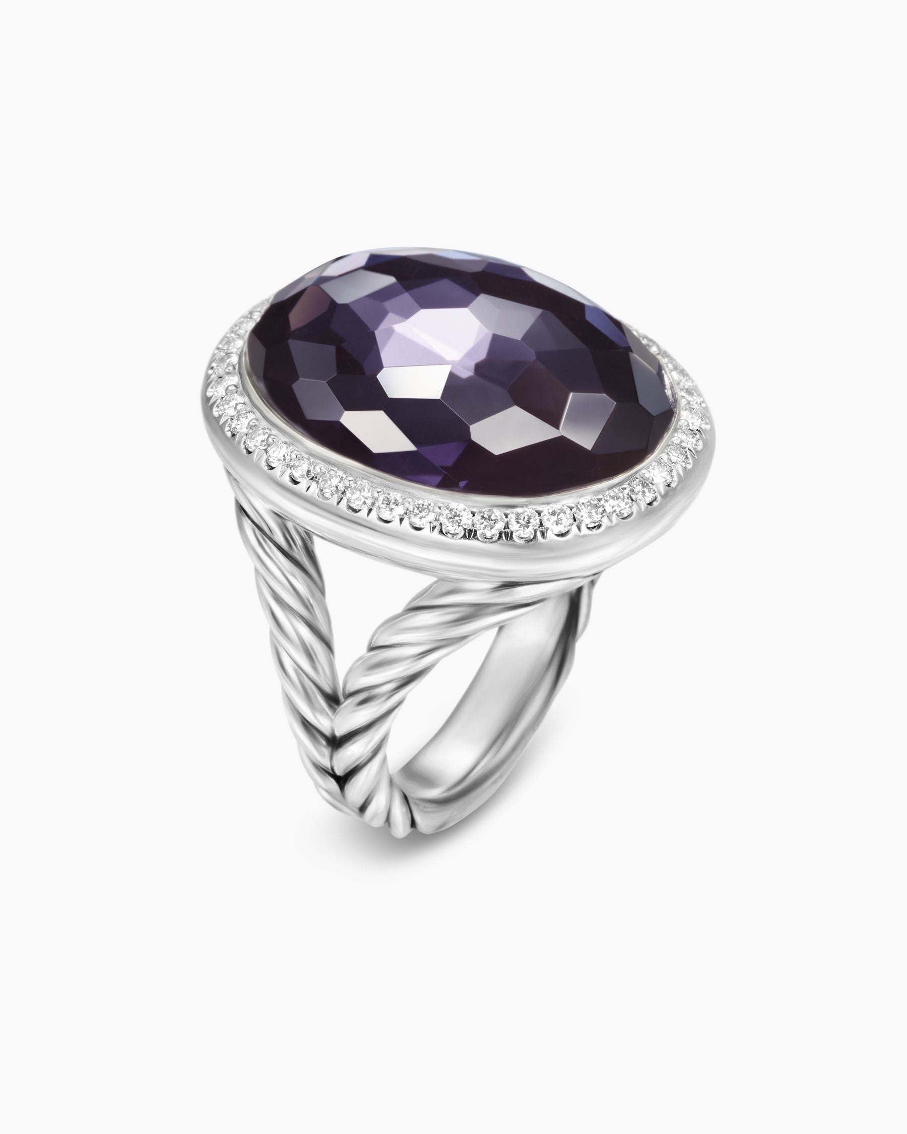 Albion Oval Ring in Sterling Silver with Black Orchid and Diamonds, 21mm - Image 3