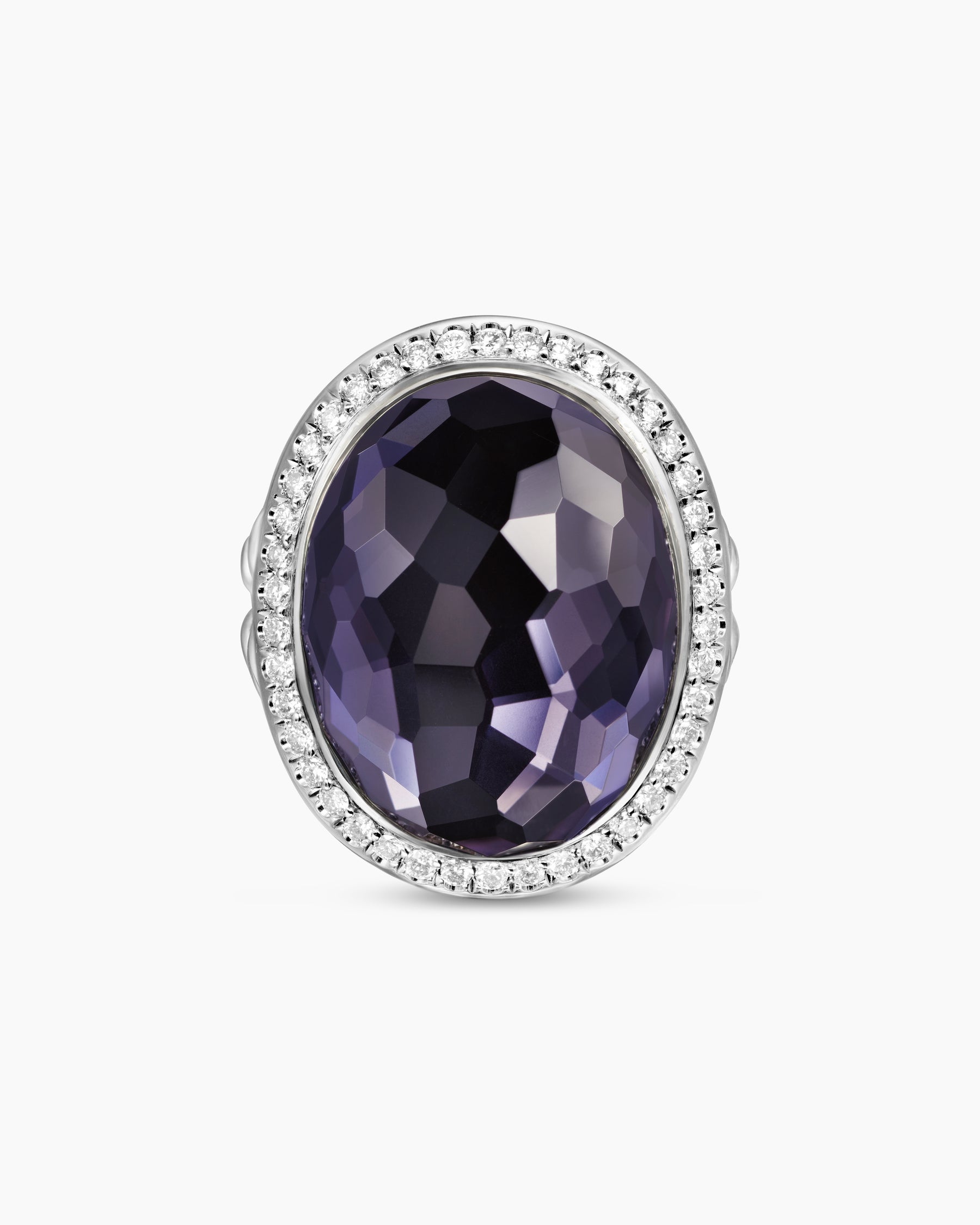 Albion Oval Ring in Sterling Silver with Black Orchid and Diamonds, 21mm - Image 4