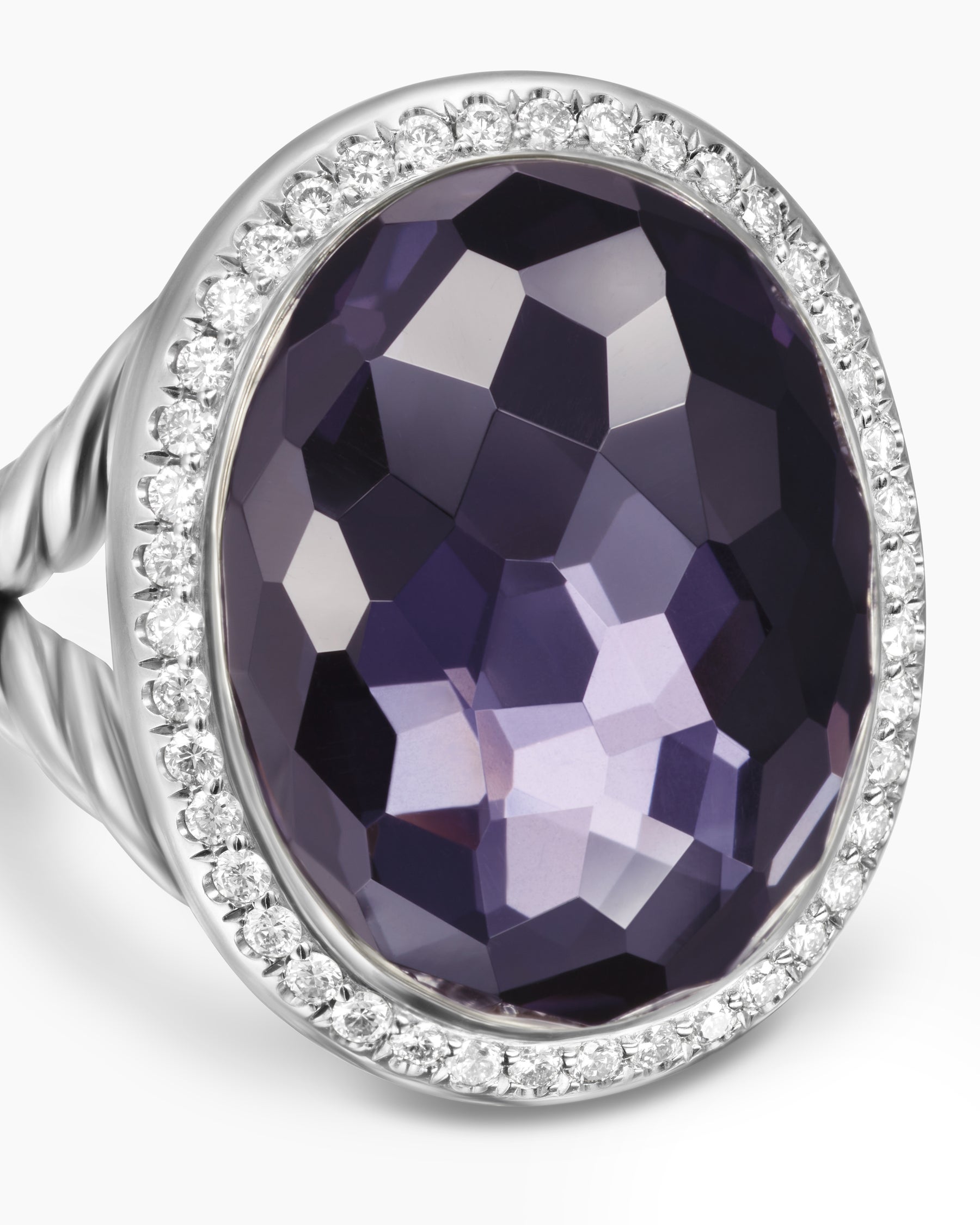 Albion Oval Ring in Sterling Silver with Black Orchid and Diamonds, 21mm - Image 5