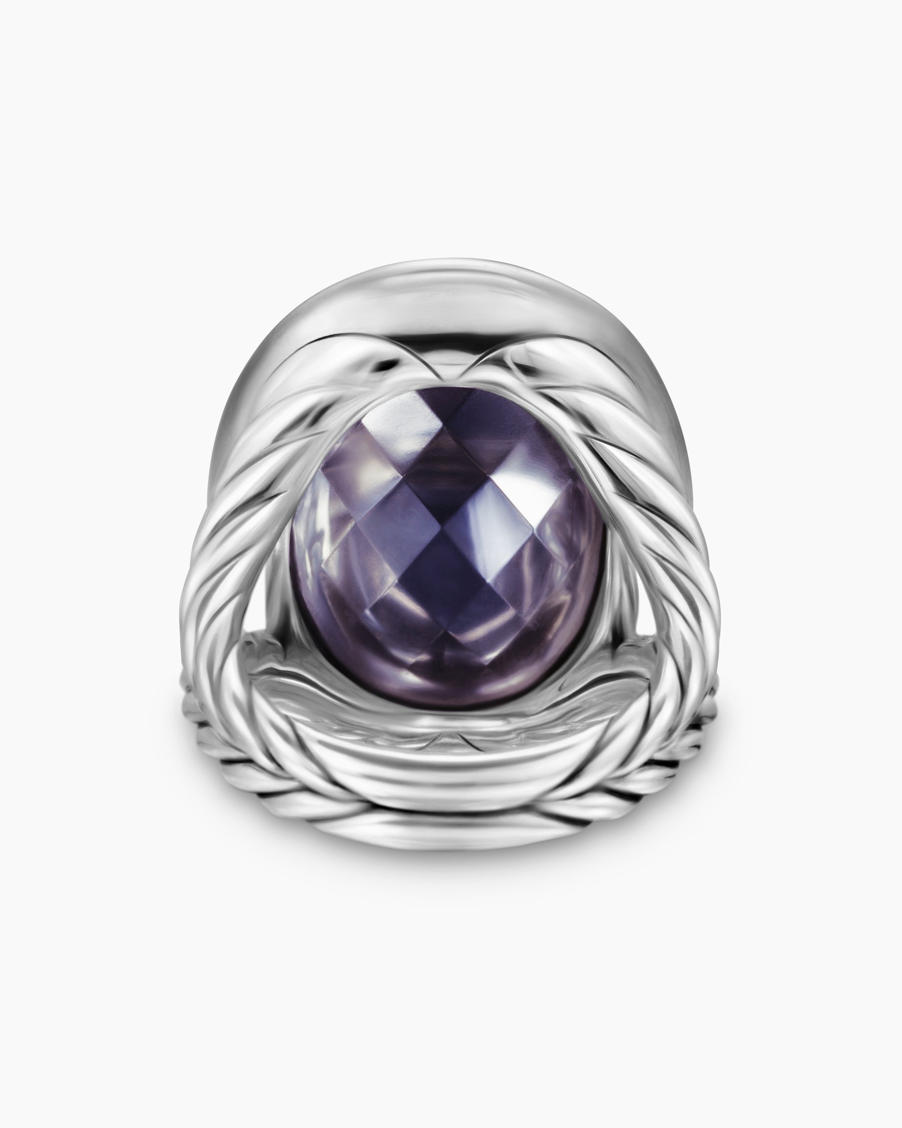 Albion Oval Ring in Sterling Silver with Black Orchid and Diamonds, 21mm - Image 6