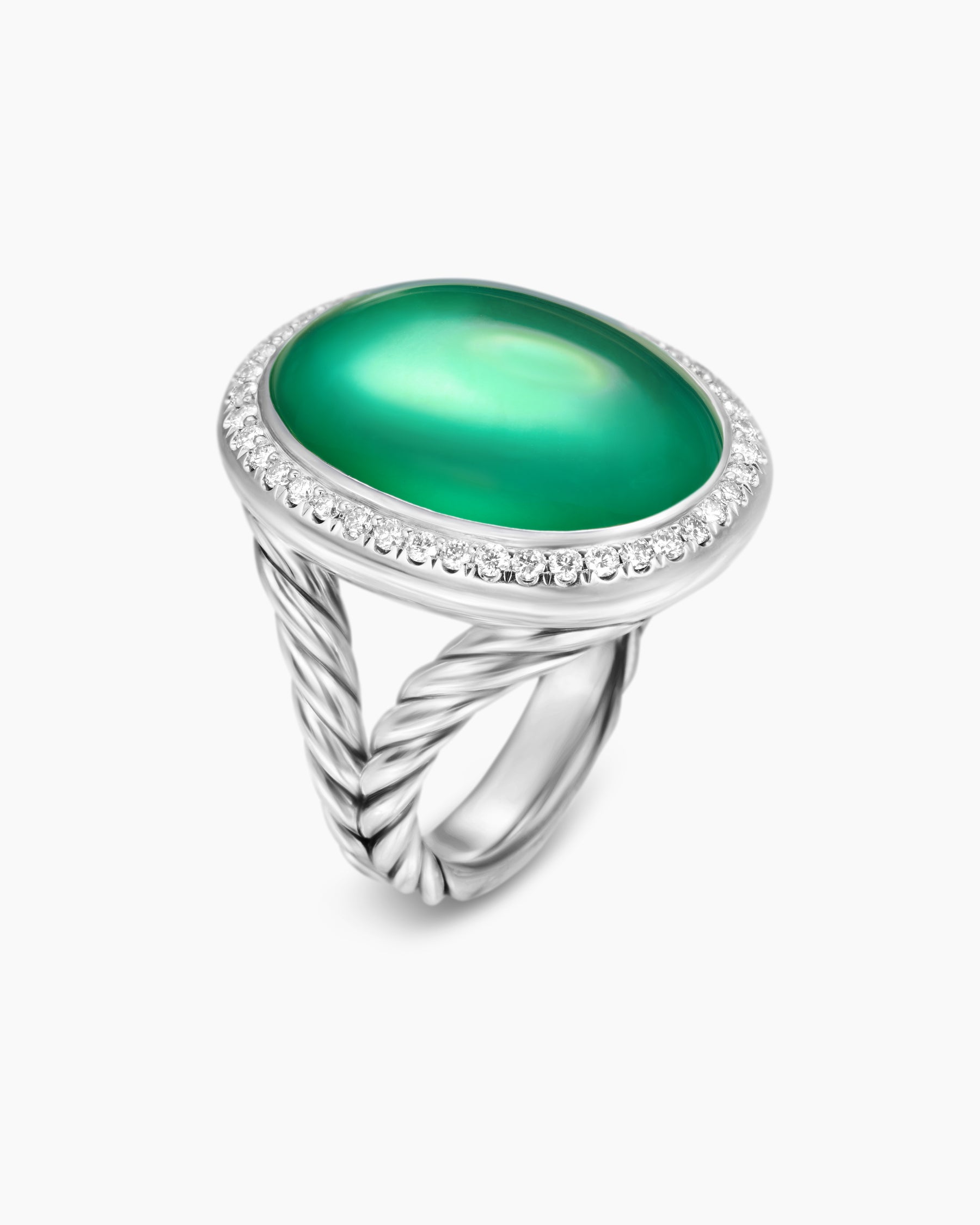 Albion Oval Ring in Sterling Silver with Lagoon Orchid and Diamonds, 21mm - Image 3