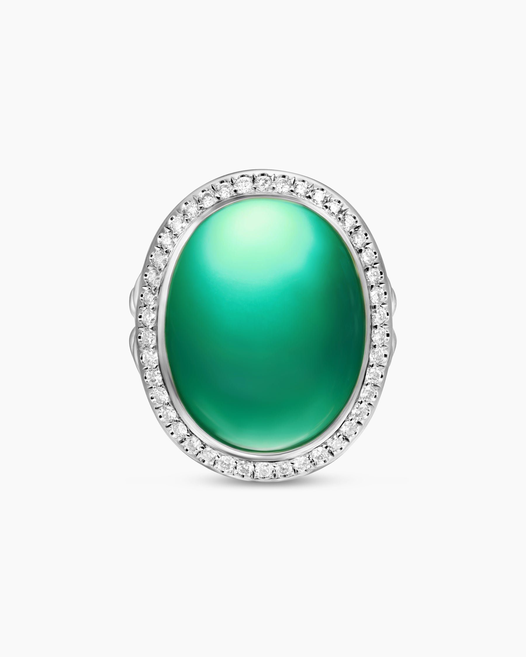 Albion Oval Ring in Sterling Silver with Lagoon Orchid and Diamonds, 21mm - Image 4