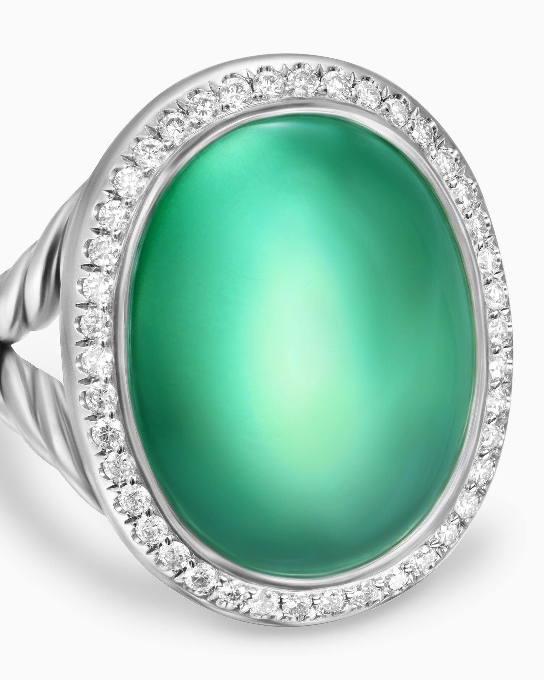 Albion Oval Ring in Sterling Silver with Lagoon Orchid and Diamonds, 21mm - Image 5