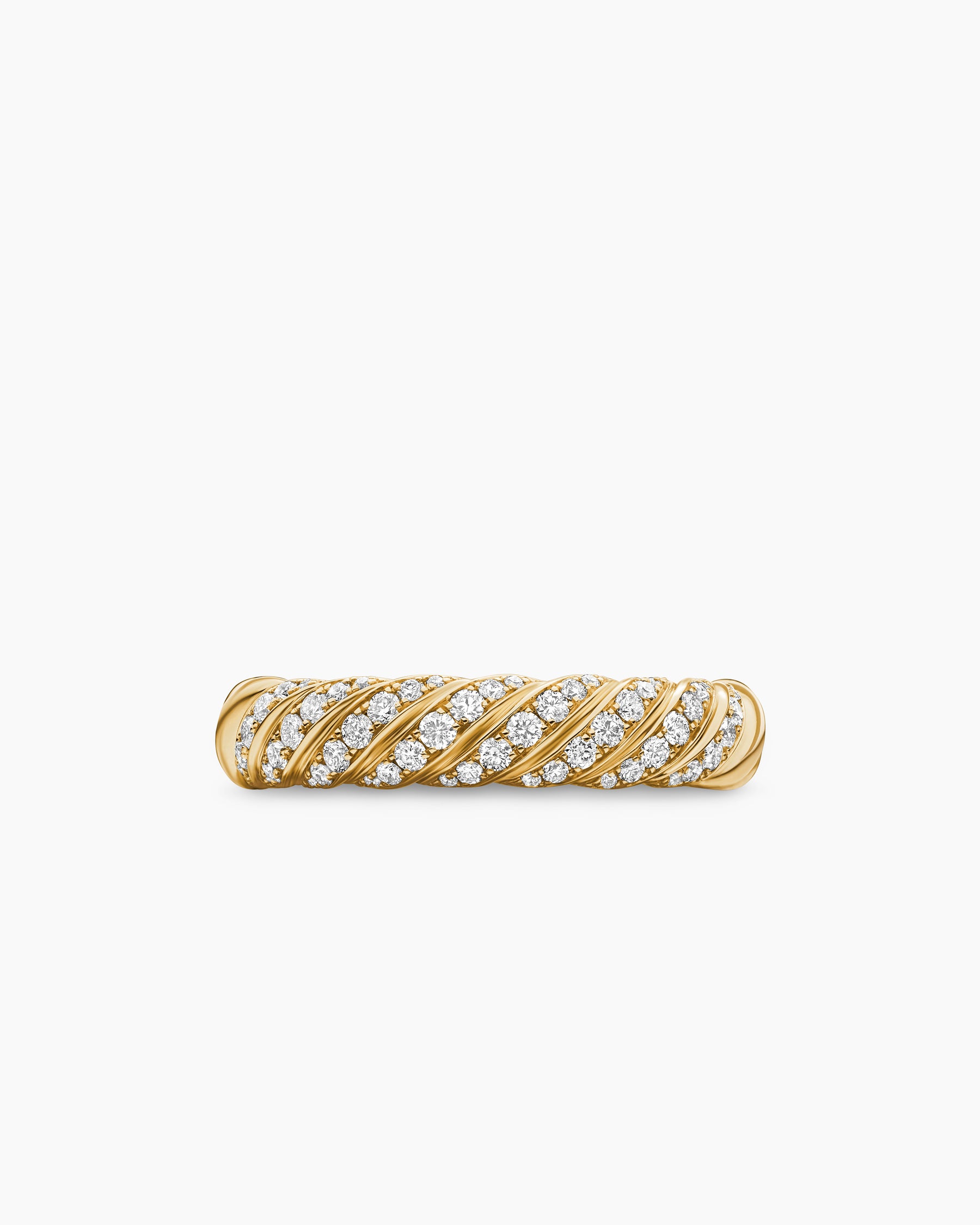 Sculpted Cable Band Ring in 18K Yellow Gold with Diamonds, 4.6mm - Image 4