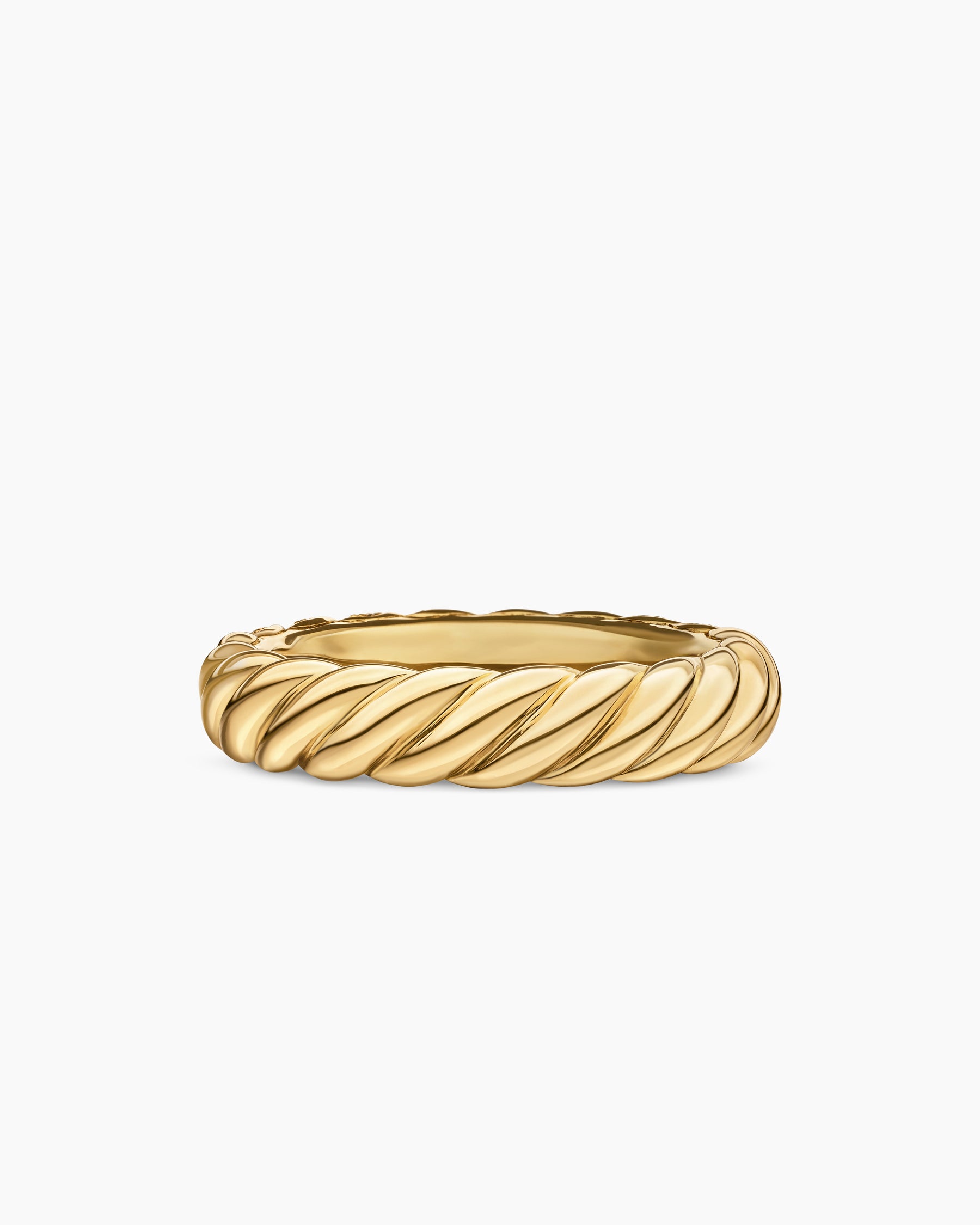 Sculpted Cable Band Ring in 18K Yellow Gold with Diamonds, 4.6mm - Image 6