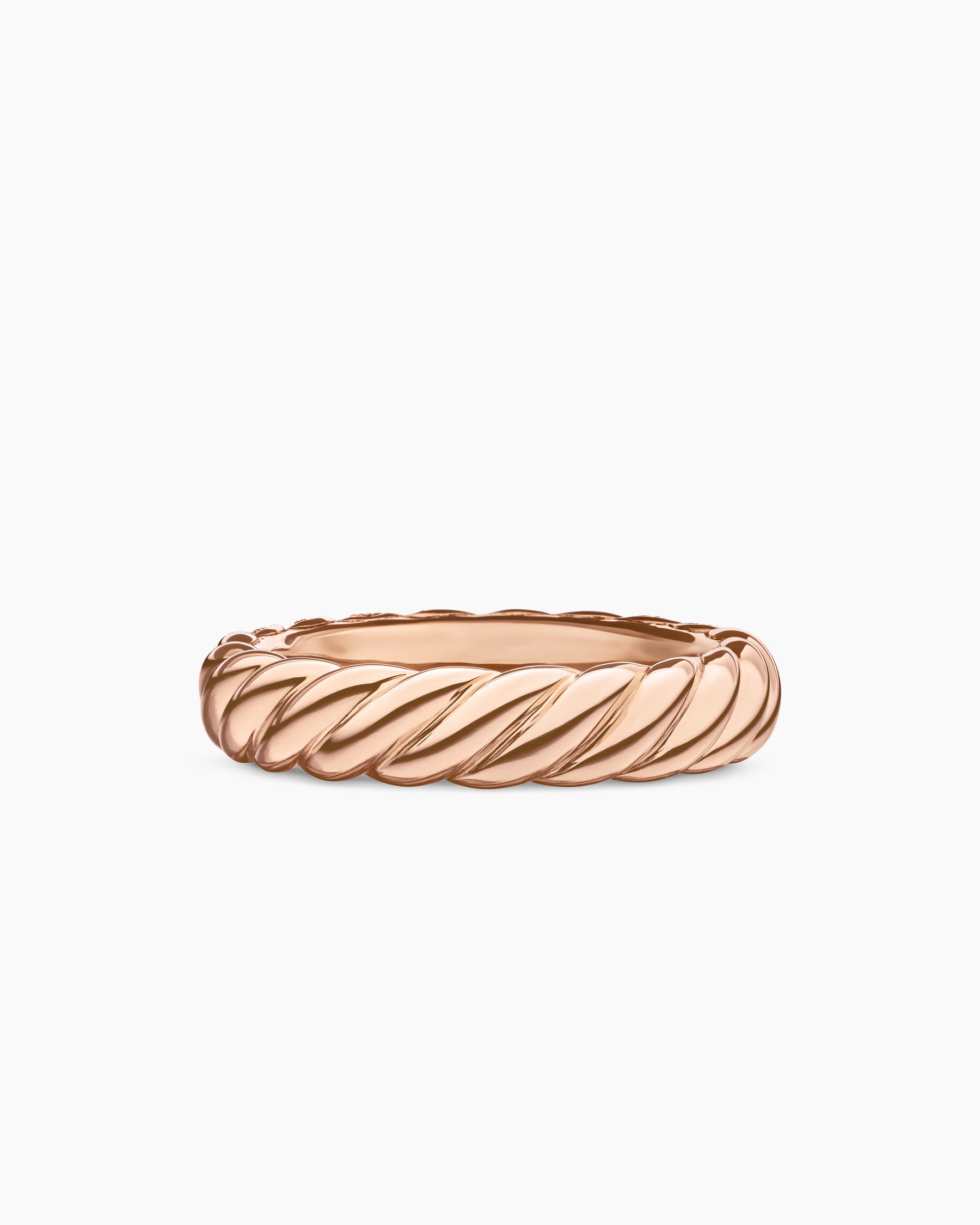 Sculpted Cable Band Ring in 18K Rose Gold with Diamonds, 4.6mm - Image 6