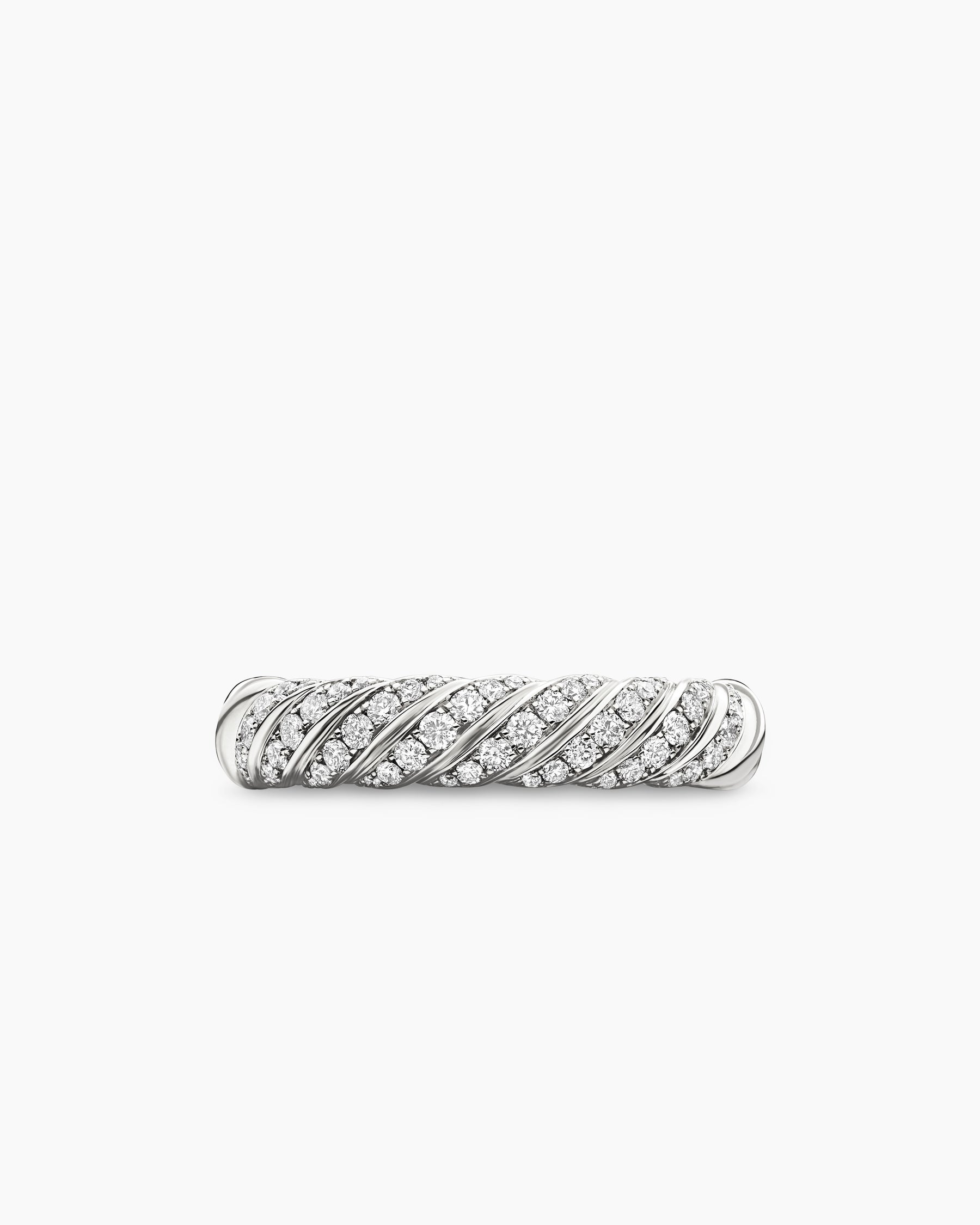Sculpted Cable Band Ring in 18K White Gold with Diamonds, 4.6mm - Image 4