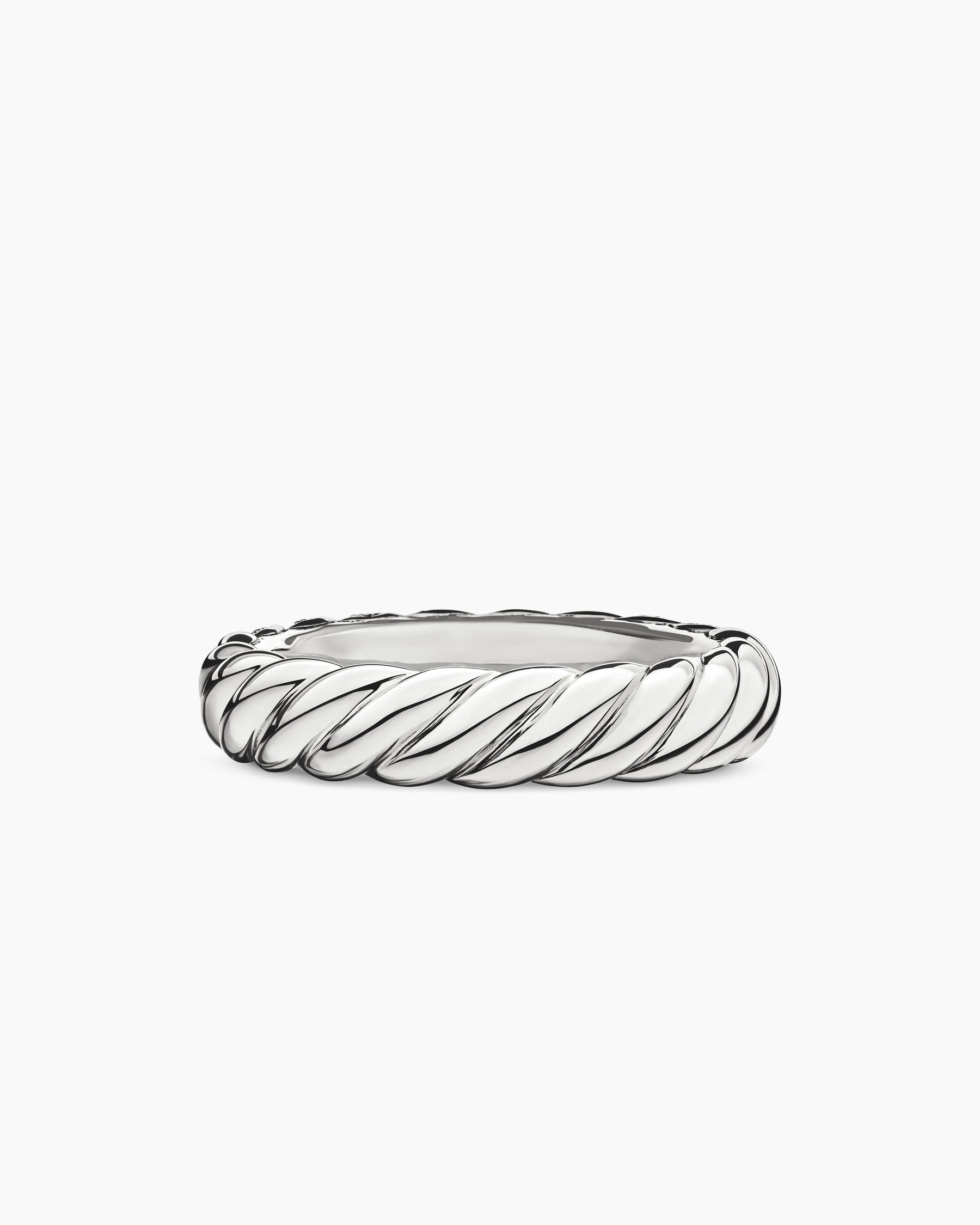Sculpted Cable Band Ring in 18K White Gold with Diamonds, 4.6mm - Image 6