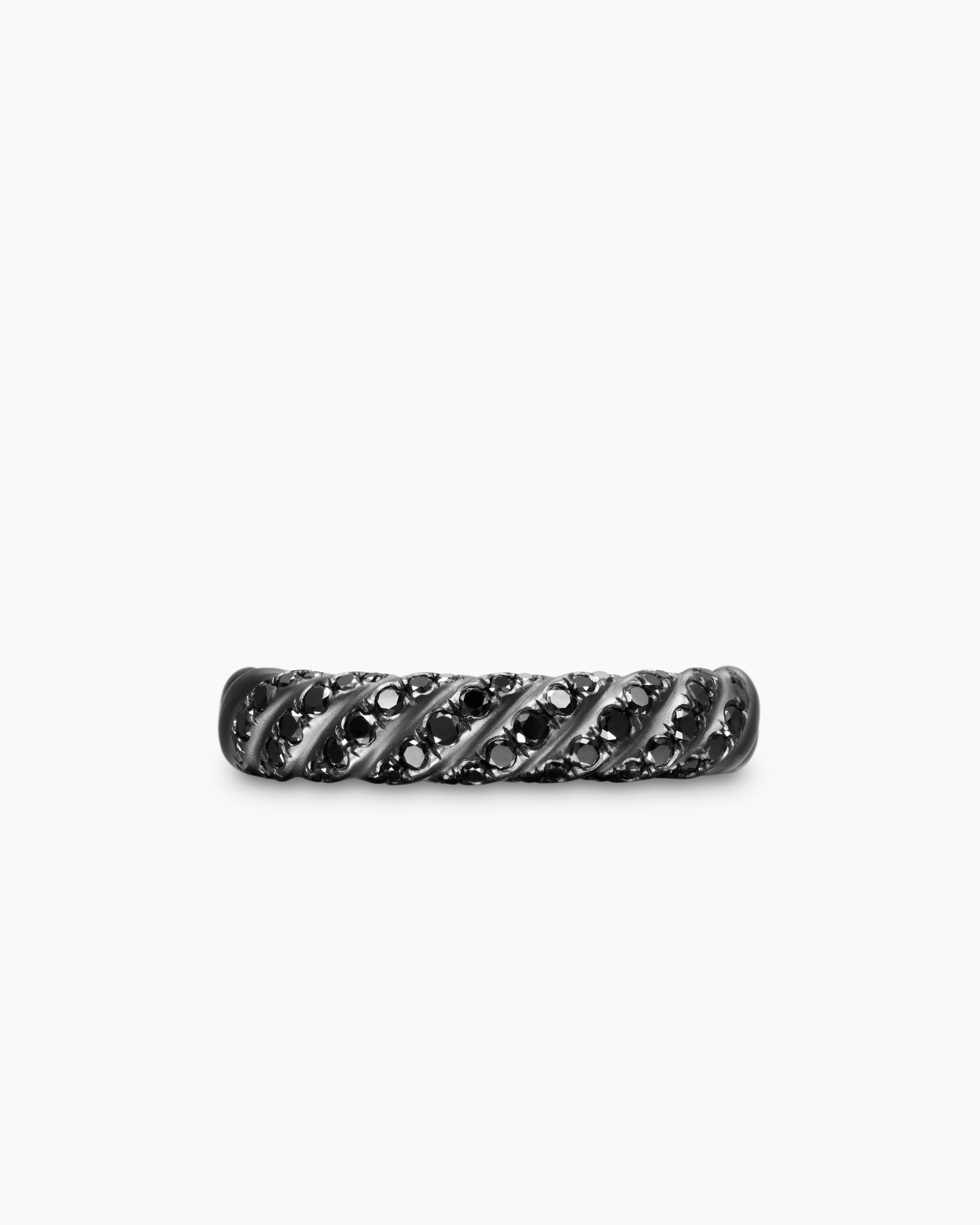 Sculpted Cable Band Ring in Black Titanium with Black Diamonds, 4.6mm - Image 4