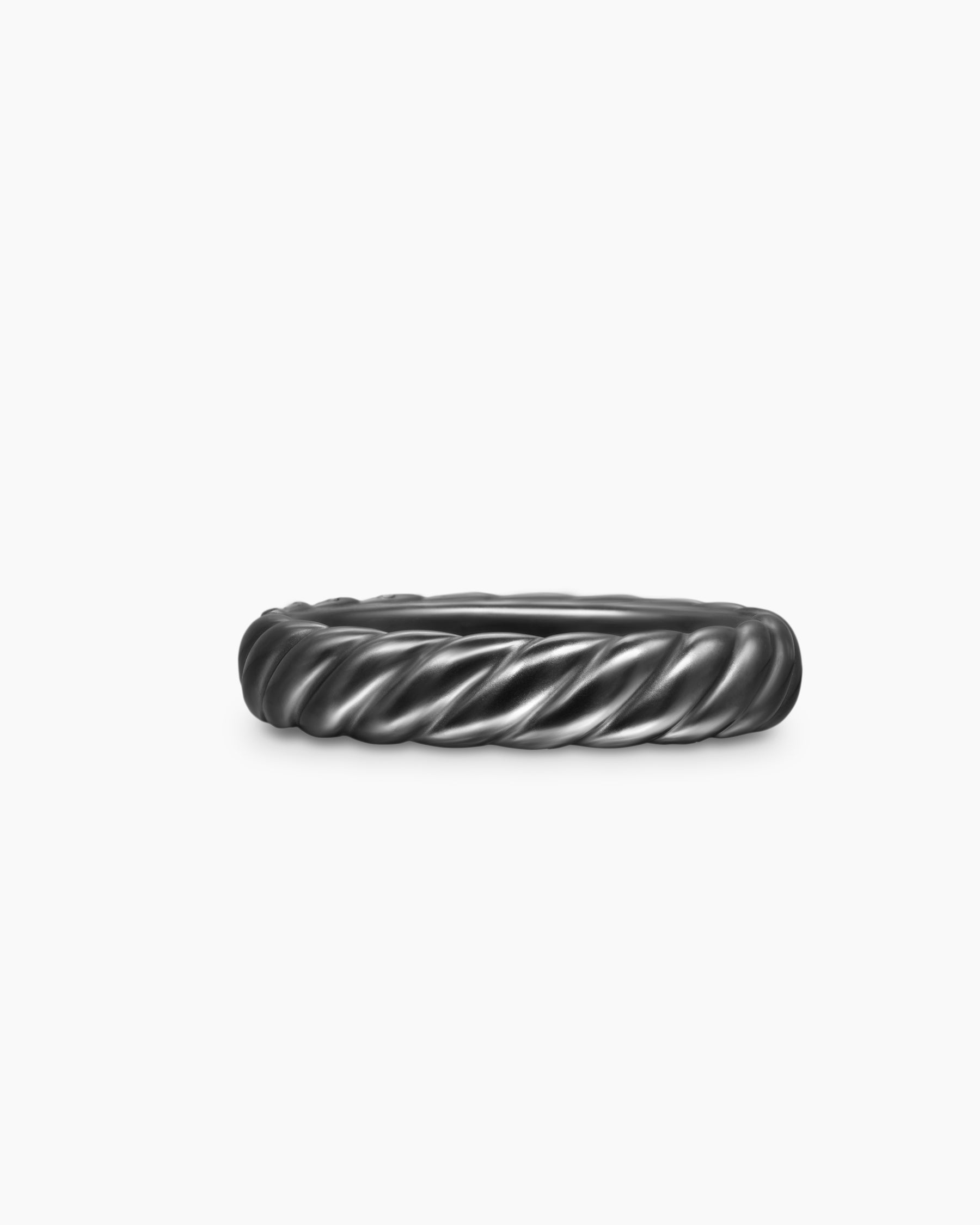 Sculpted Cable Band Ring in Black Titanium with Black Diamonds, 4.6mm - Image 6