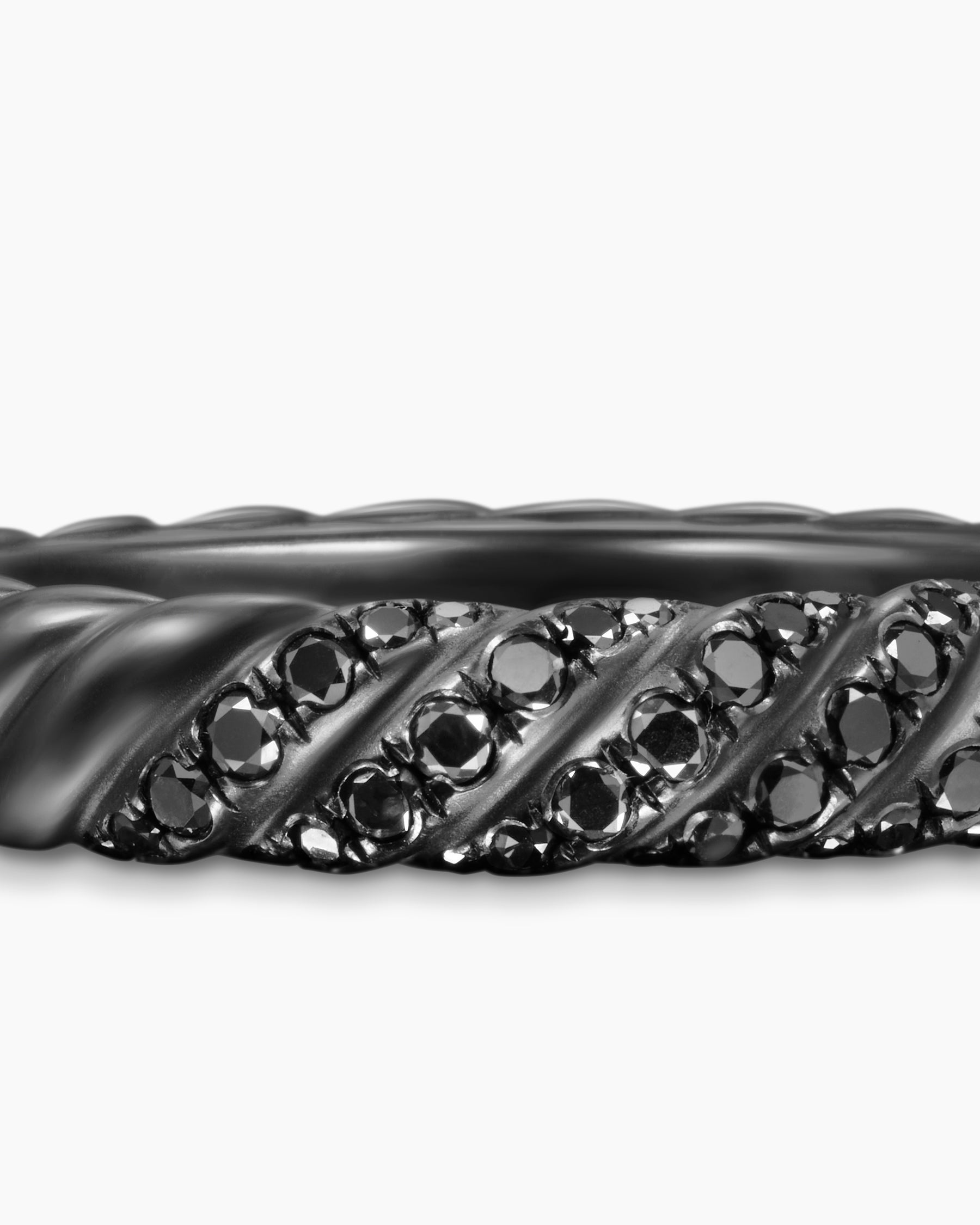 Sculpted Cable Band Ring in Black Titanium with Black Diamonds, 4.6mm - Image 7