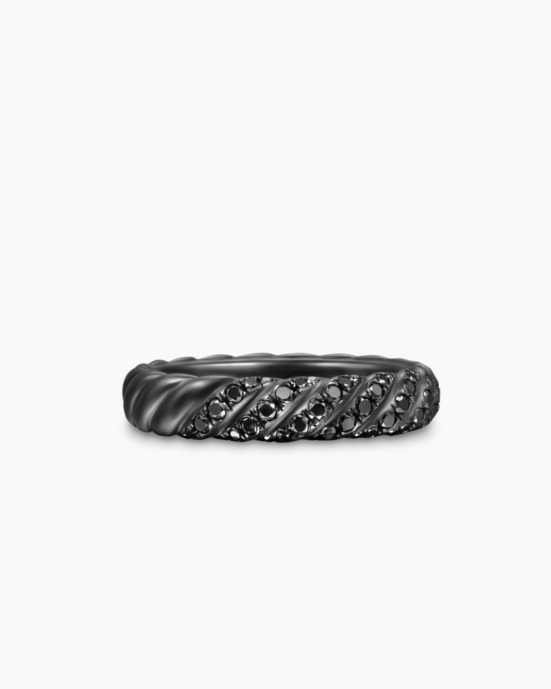 Sculpted Cable Band Ring in Black Titanium with Black Diamonds, 4.6mm