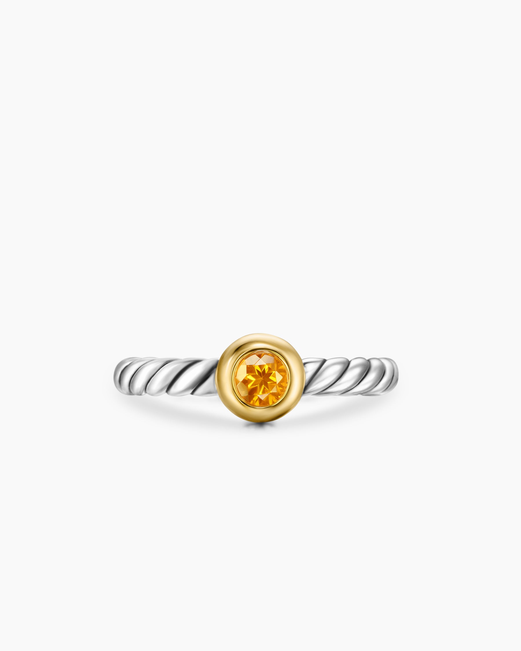 Petite Cable Ring in Sterling Silver with 14K Yellow Gold and Citrine, 2.8mm - Image 4