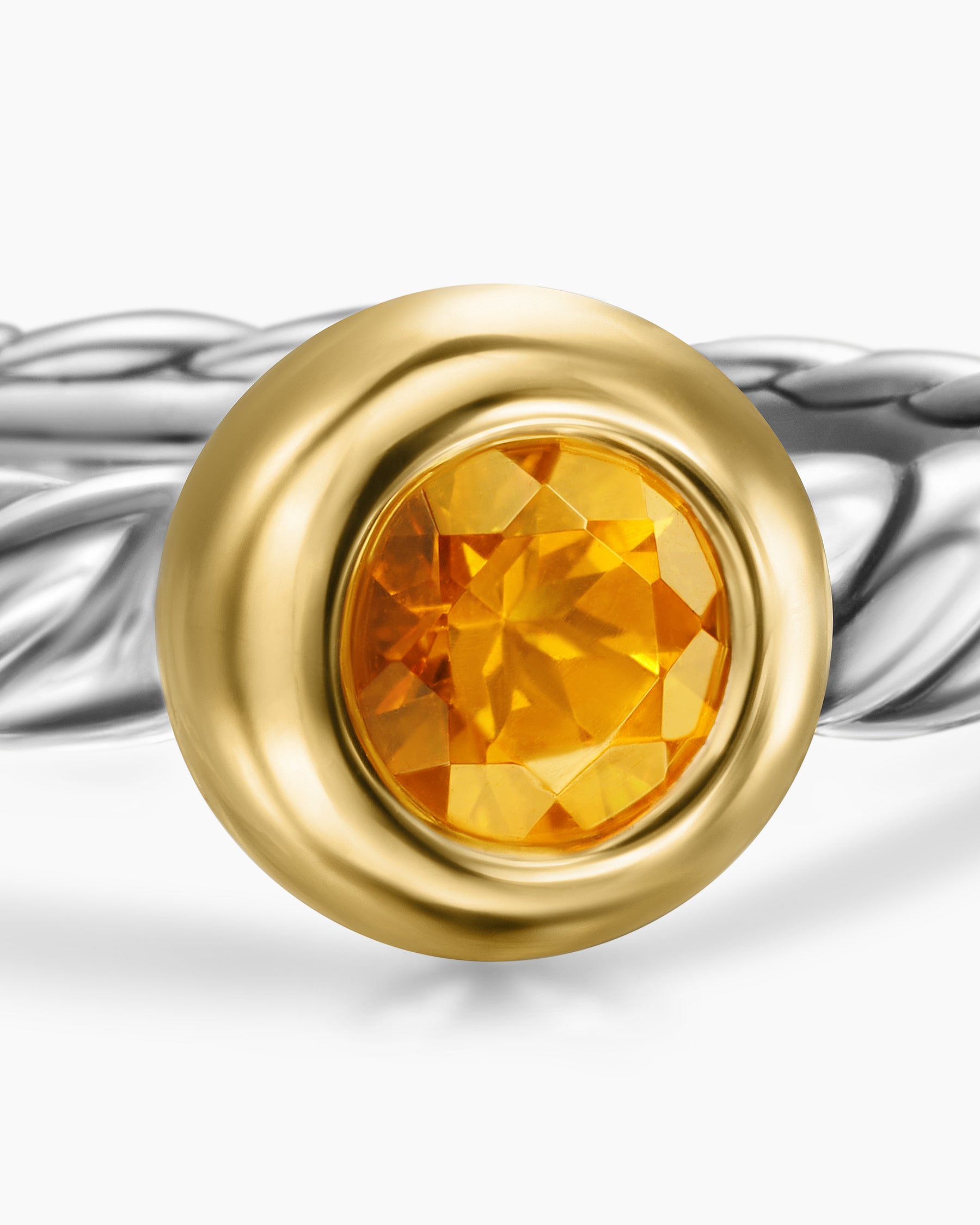 Petite Cable Ring in Sterling Silver with 14K Yellow Gold and Citrine, 2.8mm - Image 5