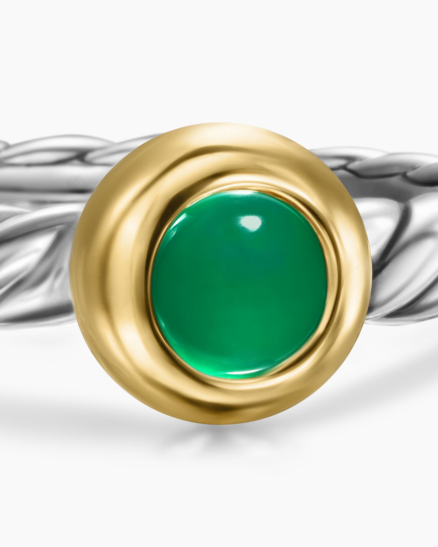 Petite Cable Ring in Sterling Silver with 14K Yellow Gold and Green Onyx, 2.8mm - Image 5