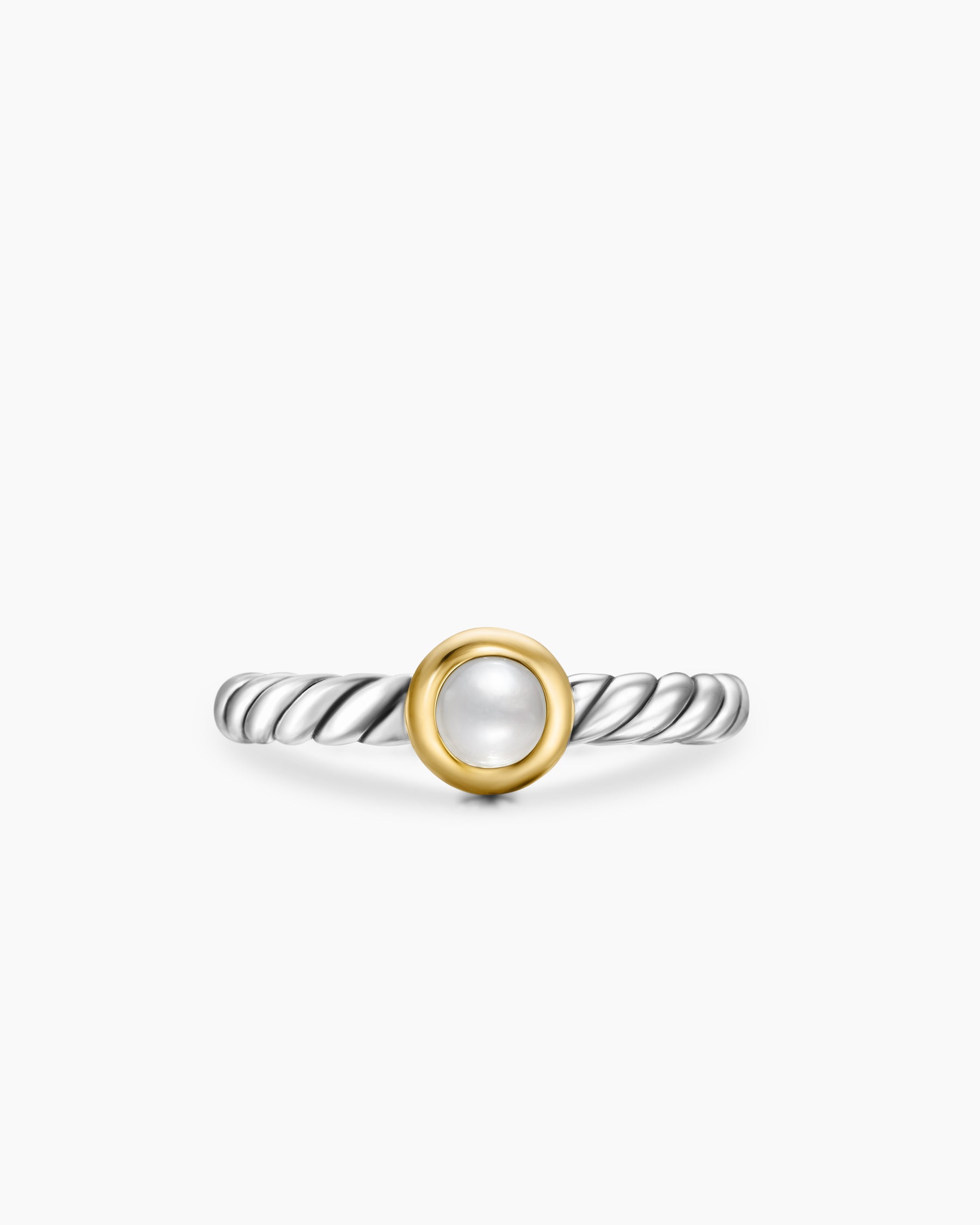 Petite Cable Ring in Sterling Silver with 14K Yellow Gold and Pearl, 2.8mm - Image 4