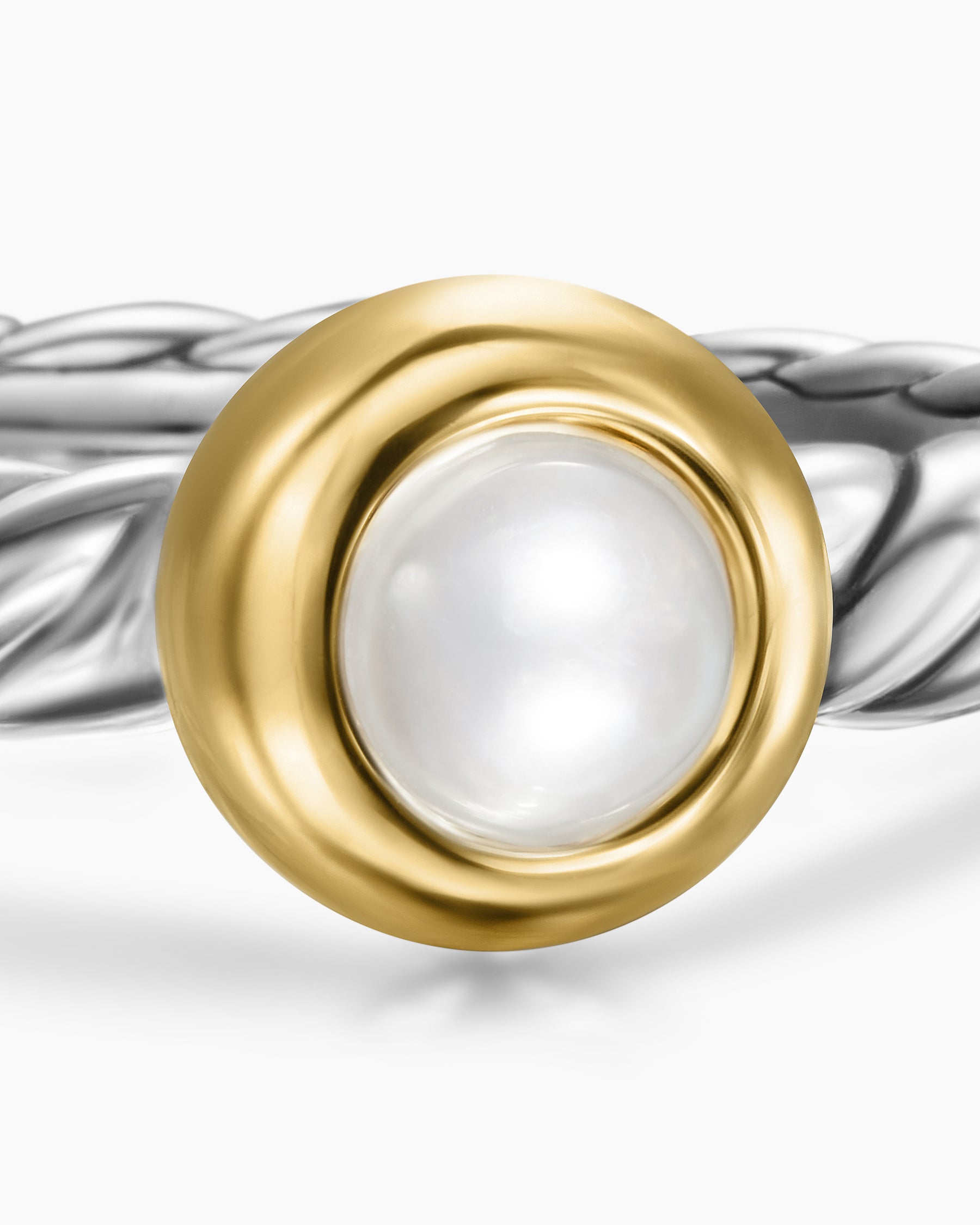 Petite Cable Ring in Sterling Silver with 14K Yellow Gold and Pearl, 2.8mm - Image 5