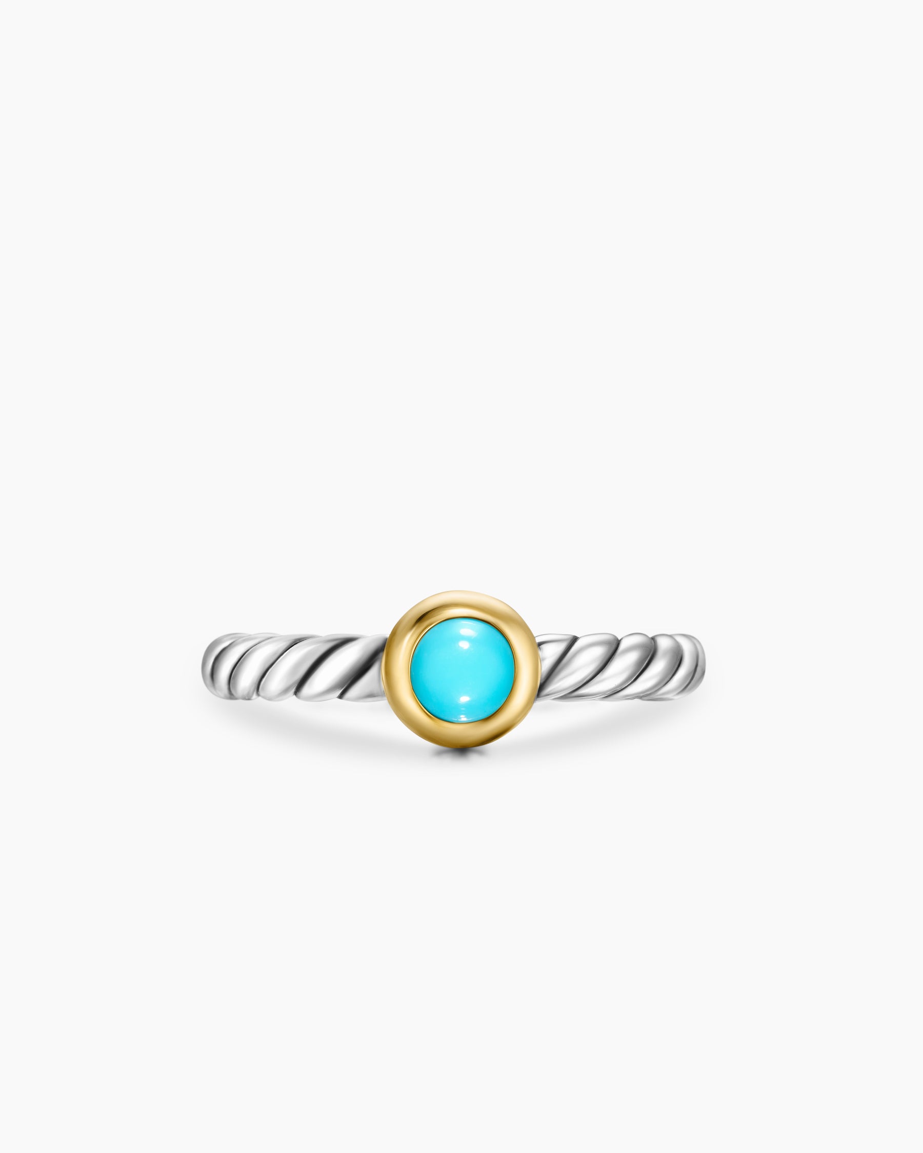 Petite Cable Ring in Sterling Silver with 14K Yellow Gold and Turquoise, 2.8mm - Image 4