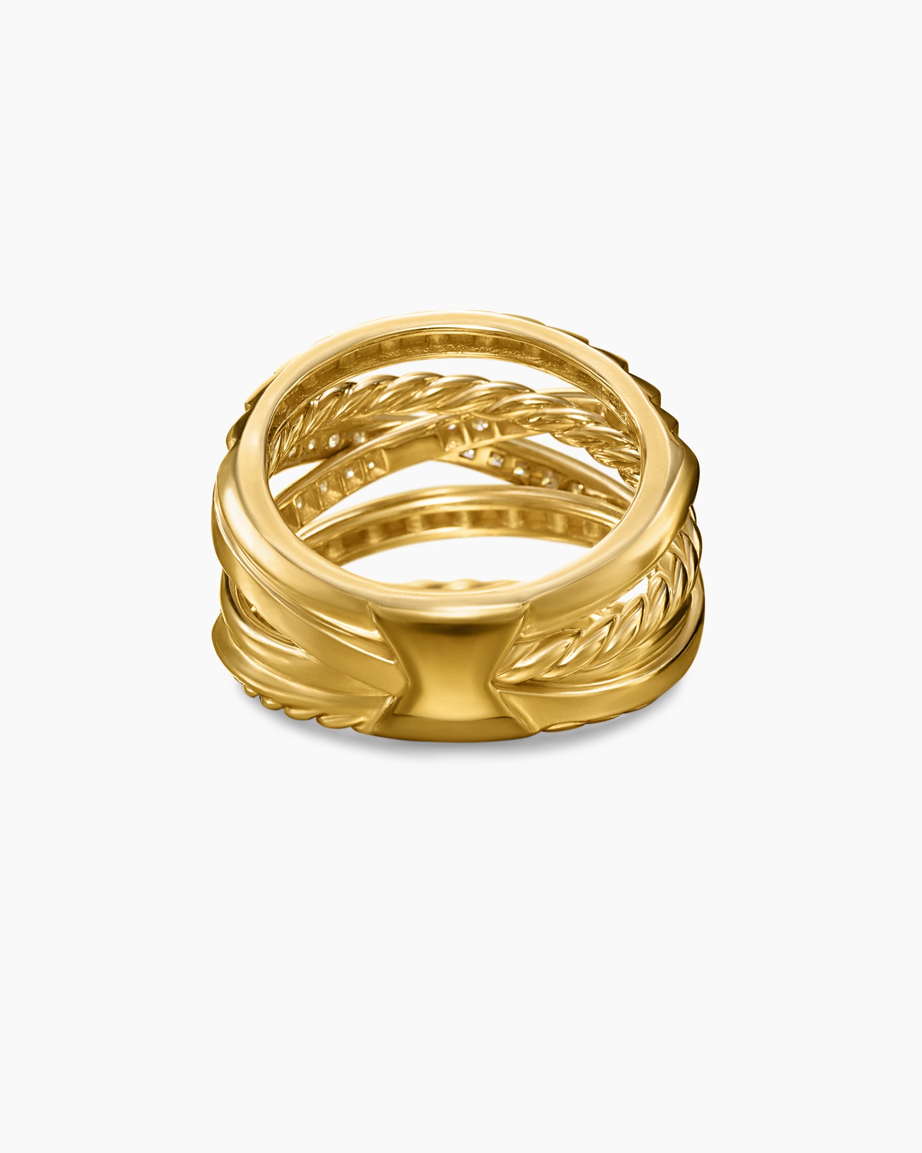 Crossover Trio Six Row Ring in 18K Yellow Gold with Diamonds, 17.5mm - Image 6