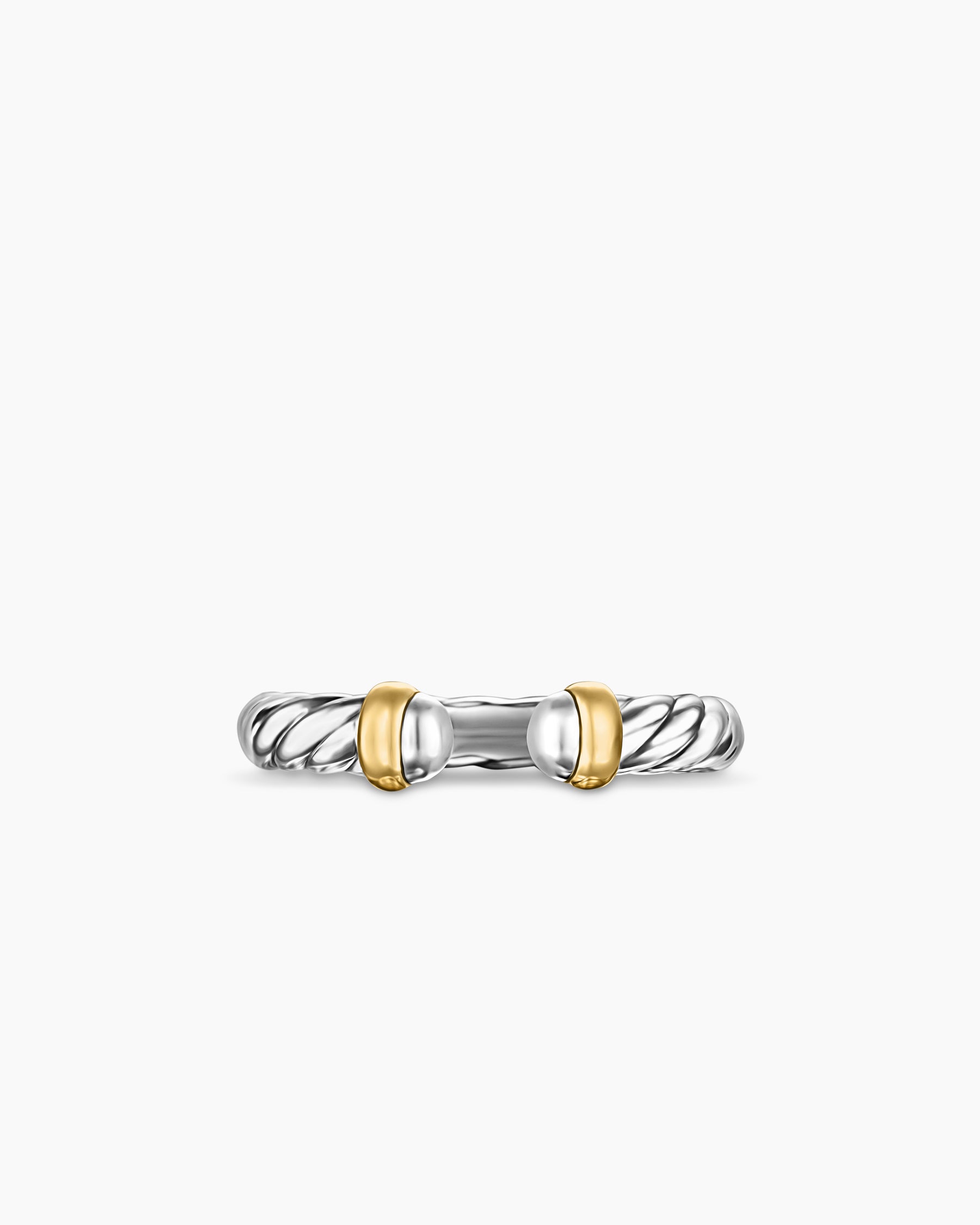 Petite Cable Open Ring in Sterling Silver with 14K Yellow Gold, 3.4mm - Image 4