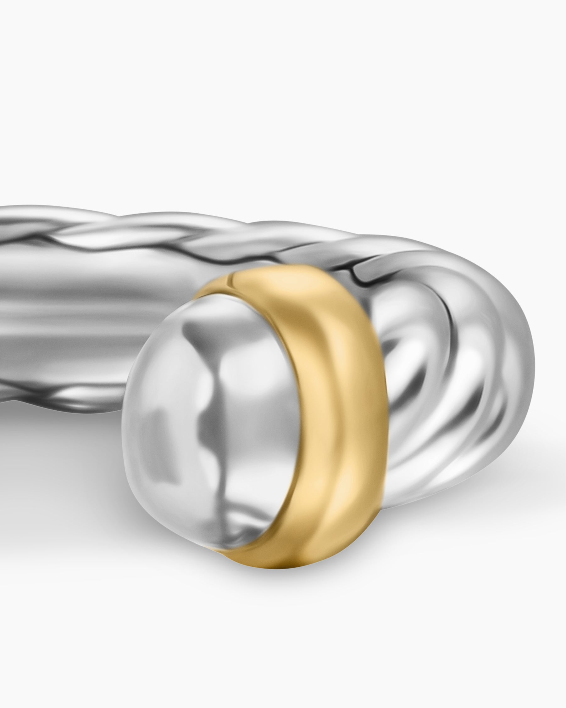Petite Cable Open Ring in Sterling Silver with 14K Yellow Gold, 3.4mm - Image 5