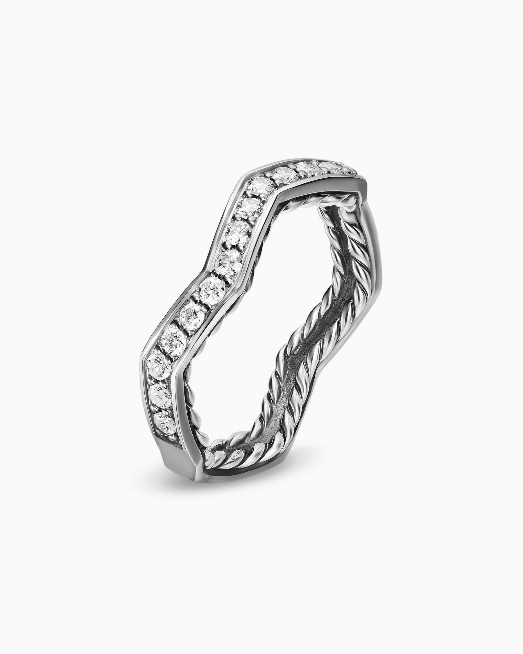 Zig Zag Stax Ring in Sterling Silver with Diamonds, 2mm - Image 3