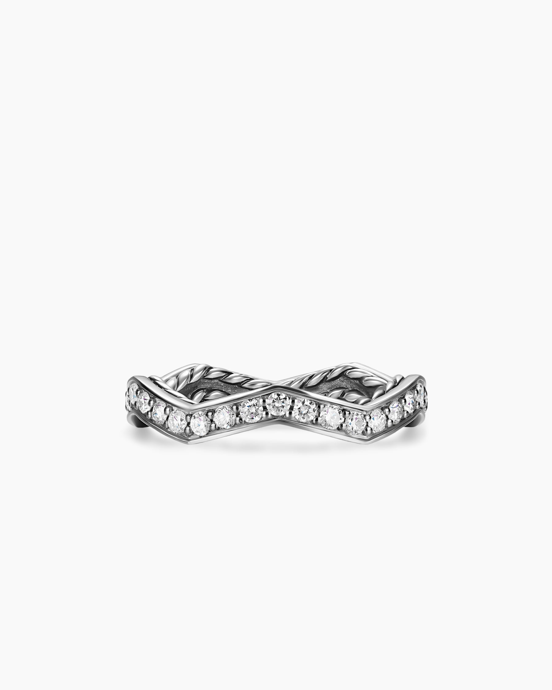 Zig Zag Stax Ring in Sterling Silver with Diamonds, 2mm