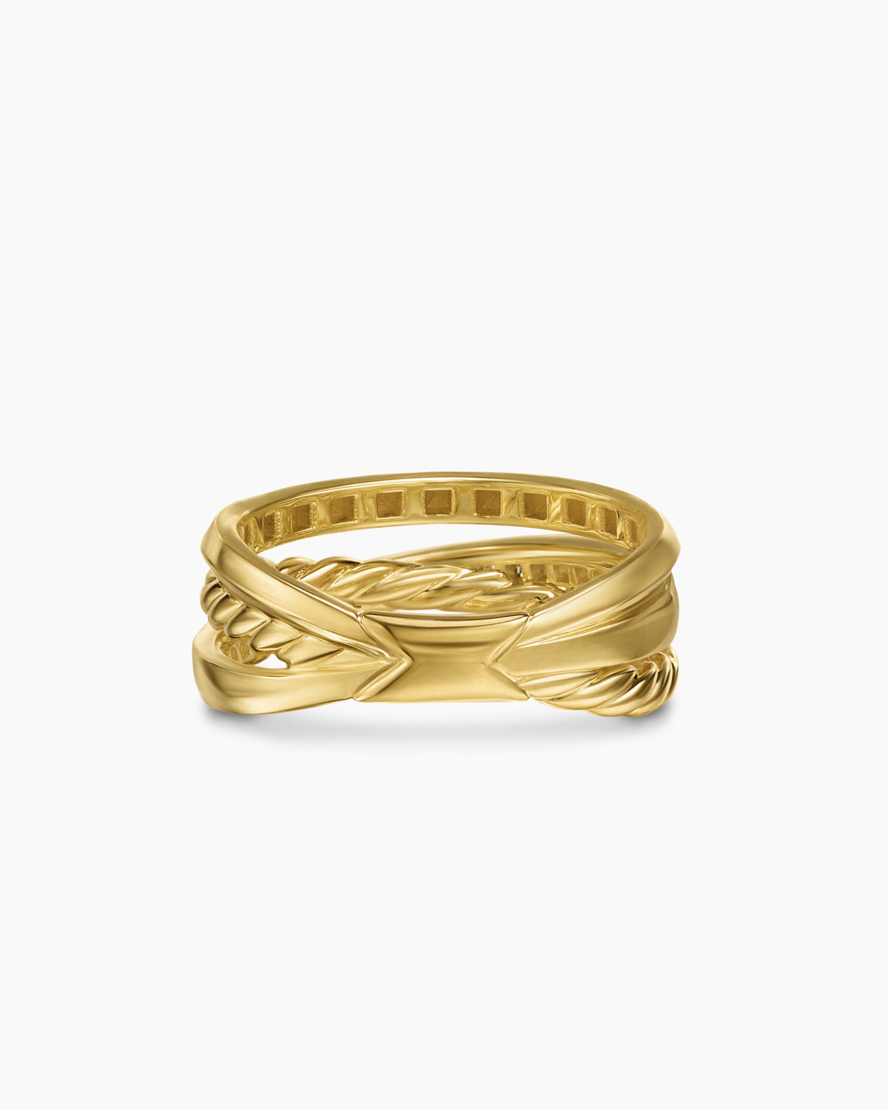 Crossover Trio Three Row Ring in 18K Yellow Gold with Diamonds, 8mm - Image 6