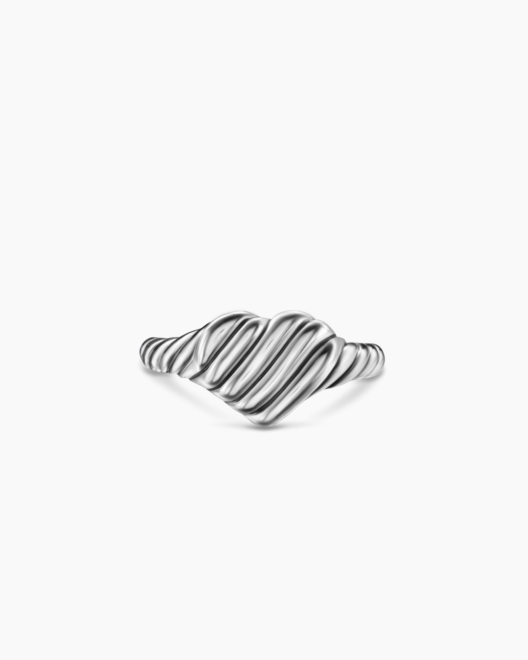 Sculpted Cable Heart Pinky Ring in Sterling Silver, 9mm - Image 4