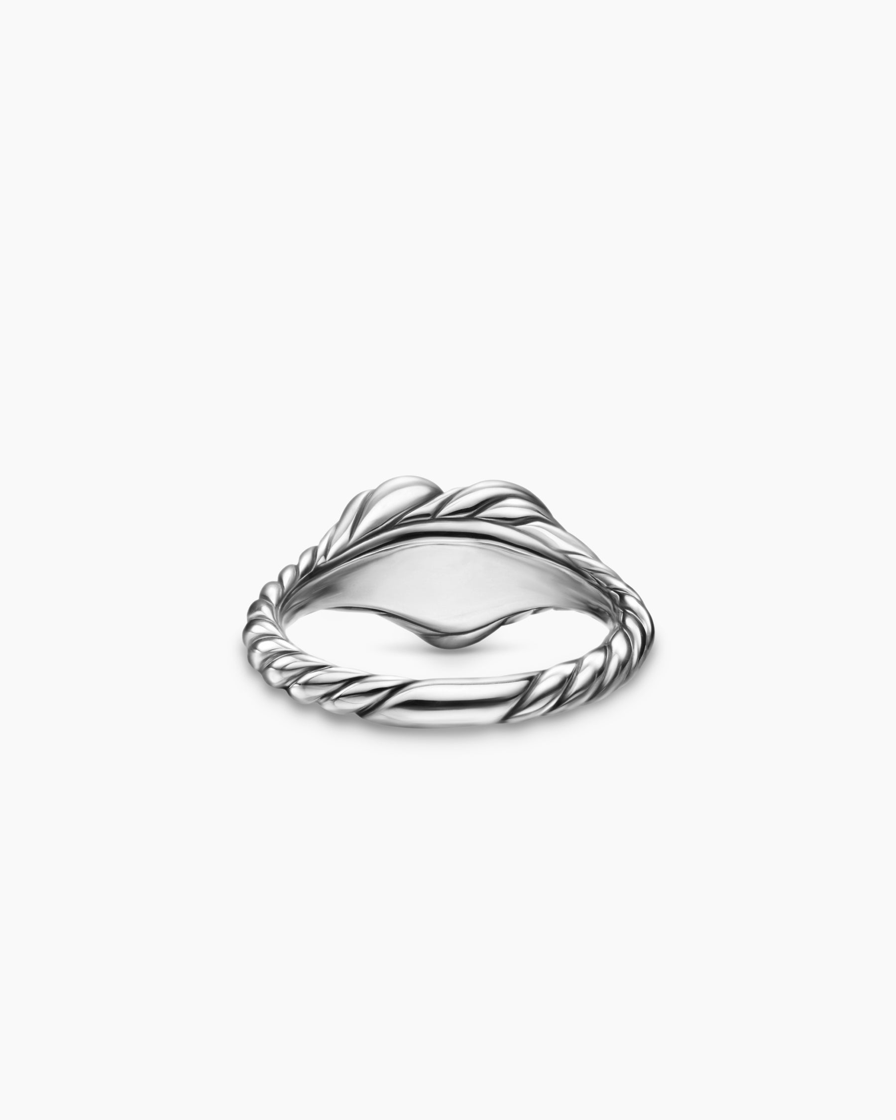 Sculpted Cable Heart Pinky Ring in Sterling Silver, 9mm - Image 6