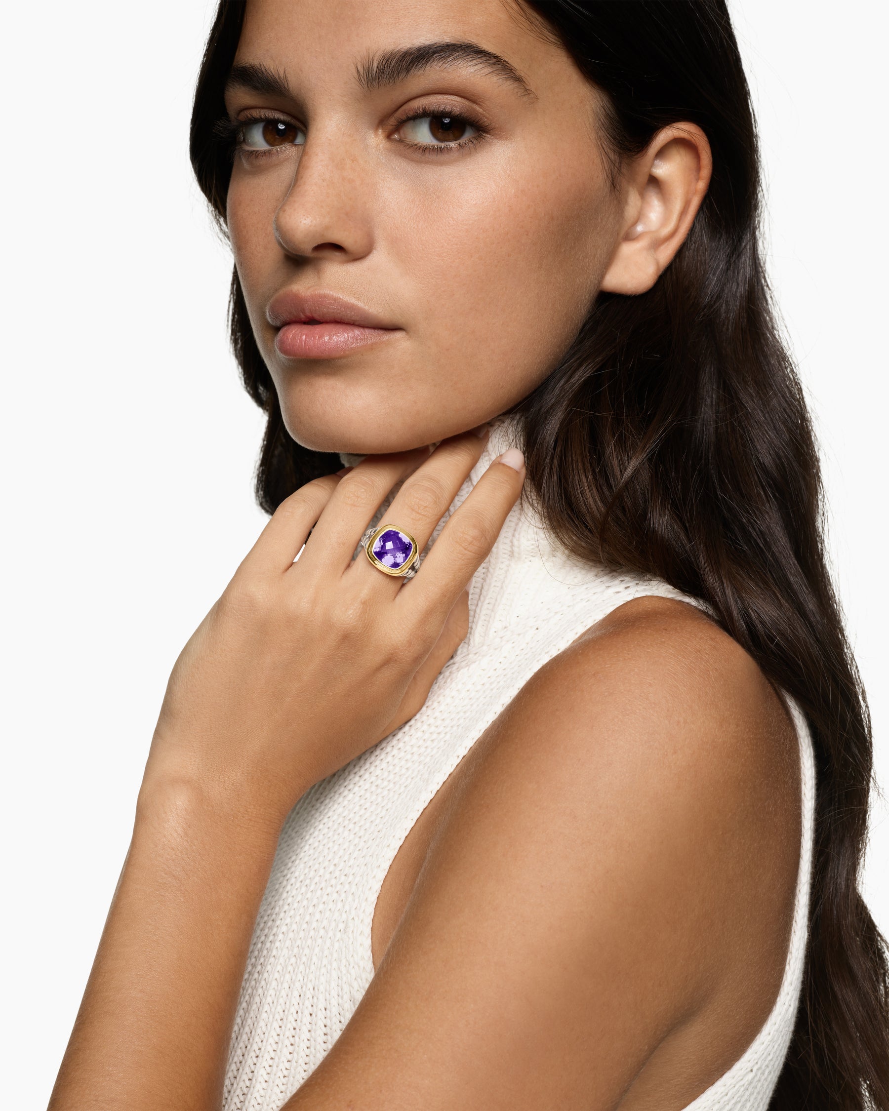 Alternative view of Albion Ring in Sterling Silver with 18K Yellow Gold and Amethyst, 11mm