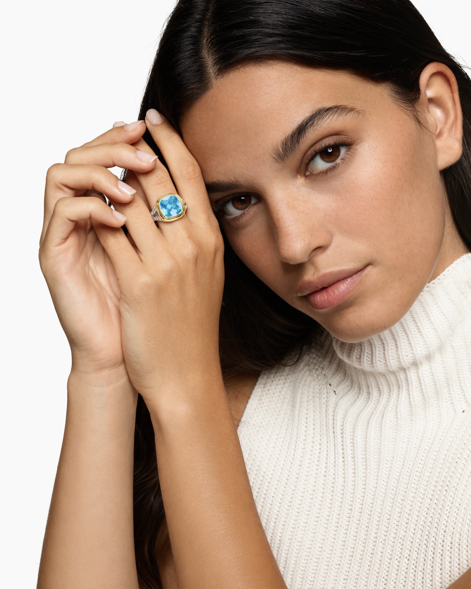 Alternative view of Albion Ring in Sterling Silver with 18K Yellow Gold and Blue Topaz, 11mm